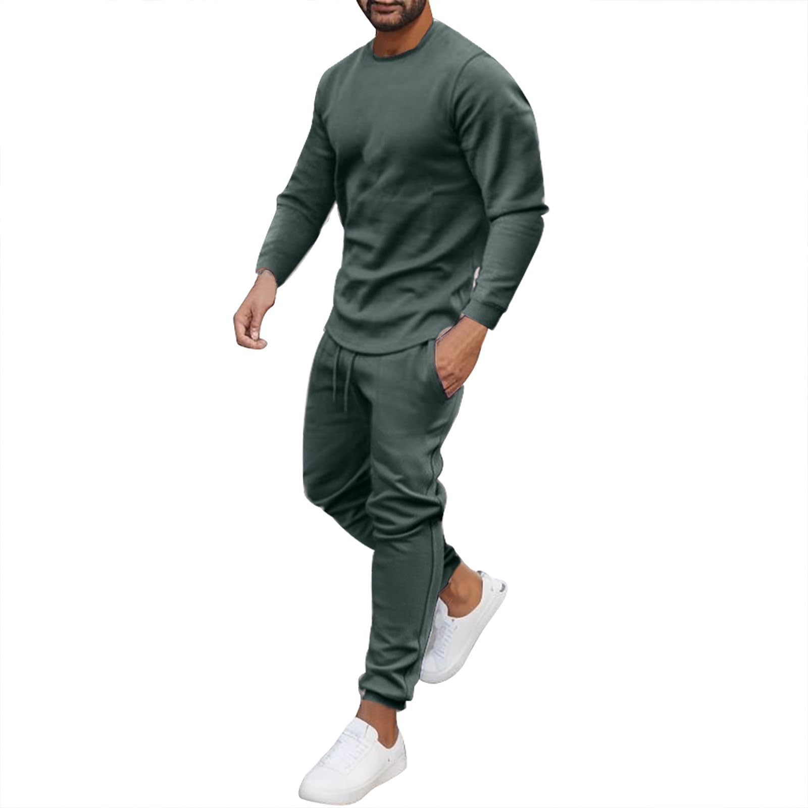 Men's Winter Tracksuit Set - Athletic Fit Plain Matching Outfit for Holiday & Gym