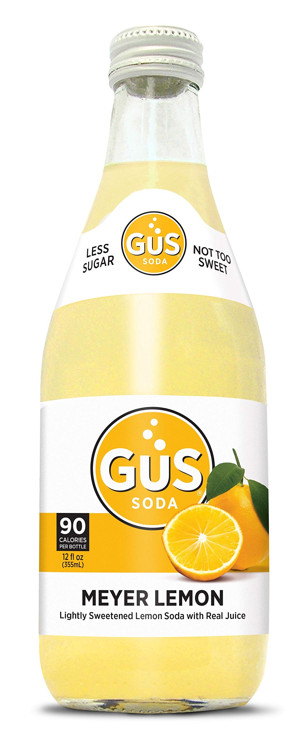 GuS Soda Dry Meyer Lemon - 12 oz (12 Glass Bottles) - Premium Sparkling Beverage for Parties, Gifts & Refreshment