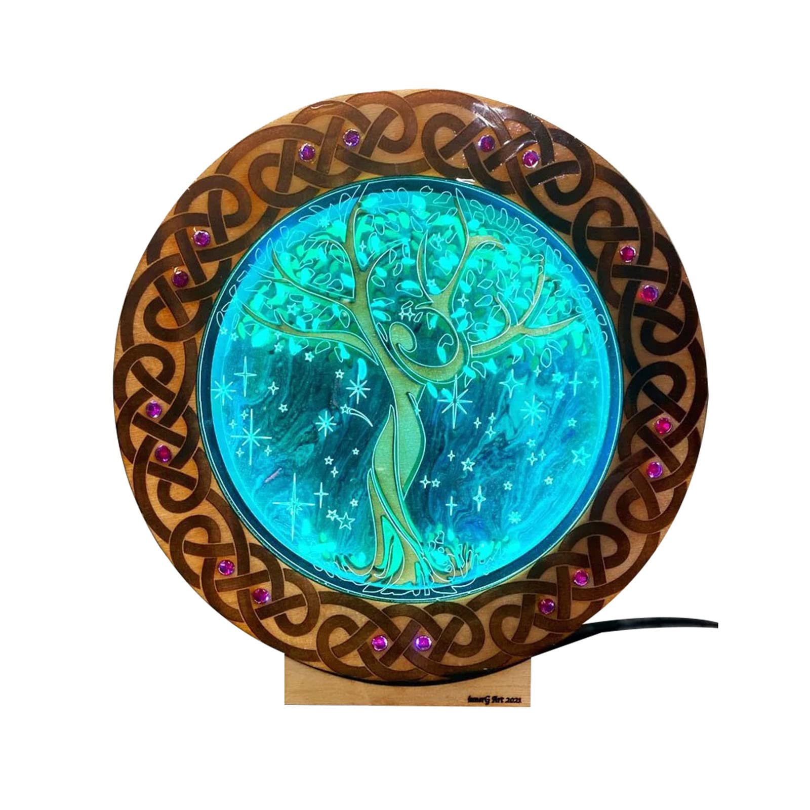 Handmade Wood Carving Tree Atmosphere Lamp - Elegant Home & Office Decor for Living Room, Bedroom, Desk - Romantic Ambient Lighting for Relaxation & Meditation
