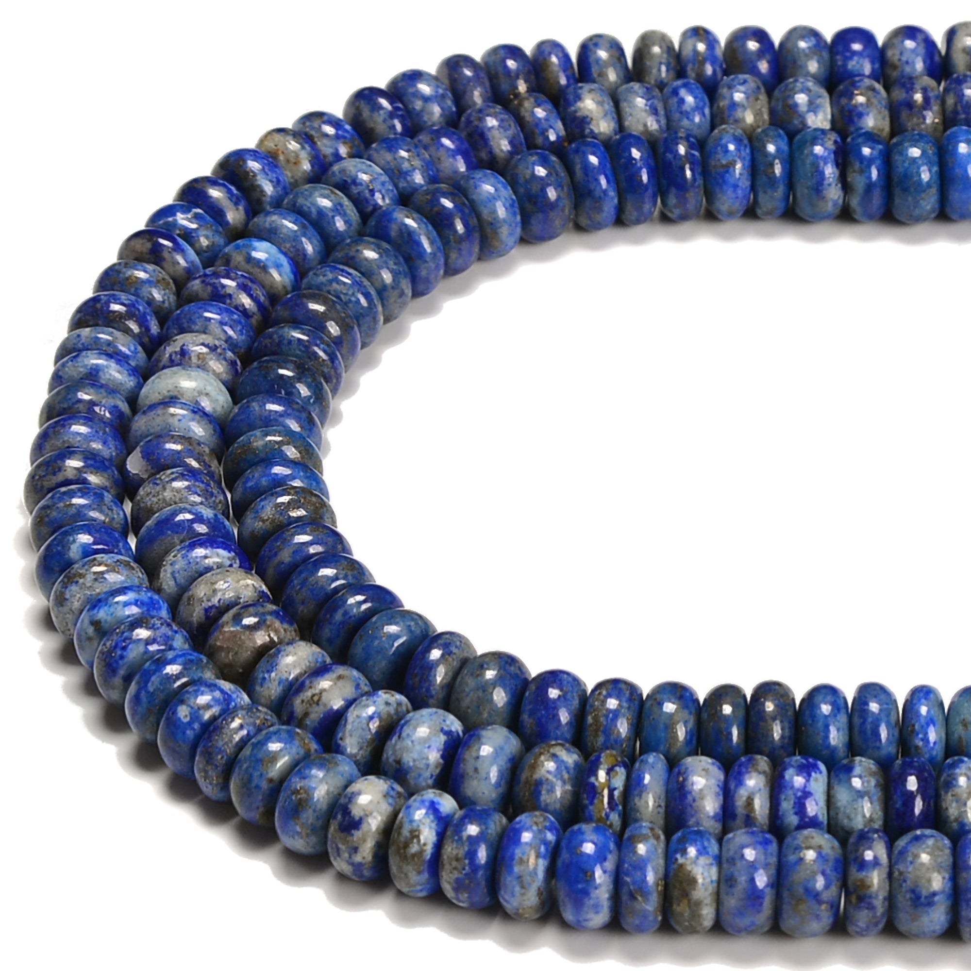 Premium Natural Lapis Lazuli Smooth Rondelle Beads - 4x6mm & 5x8mm Sizes - 15.5