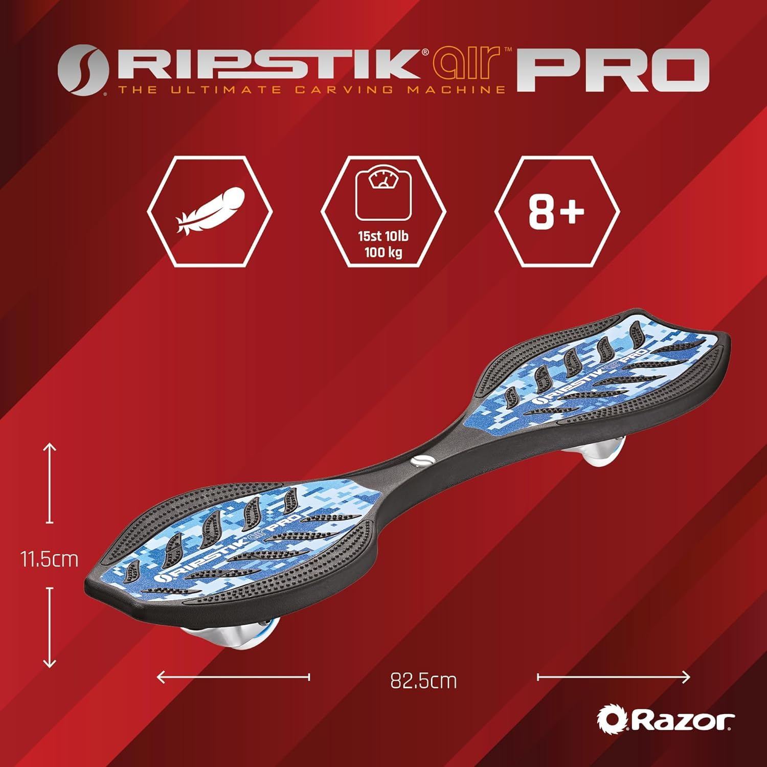 Razor RipStik Air Pro (GS) Caster Board - Lightweight & Durable Kick Scooter for Kids & Teens - Perfect for Commuting, Tricks & Outdoor Fun