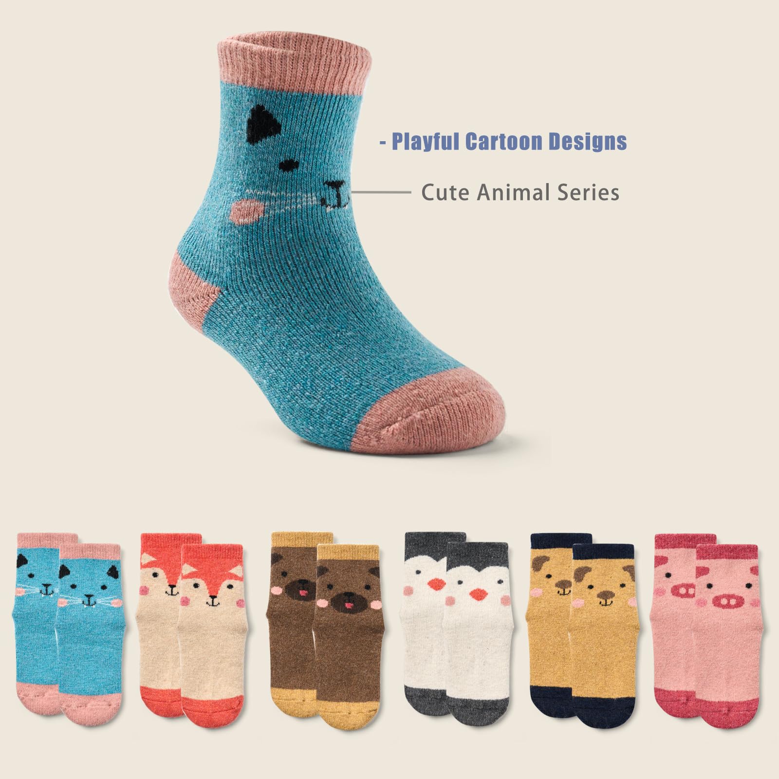 Boys' Wool Winter Socks - 6 Pack Thick Thermal Crew Socks for Kids | Warm & Cozy Cold Weather Socks for School, Outdoor Play & Snow Activities