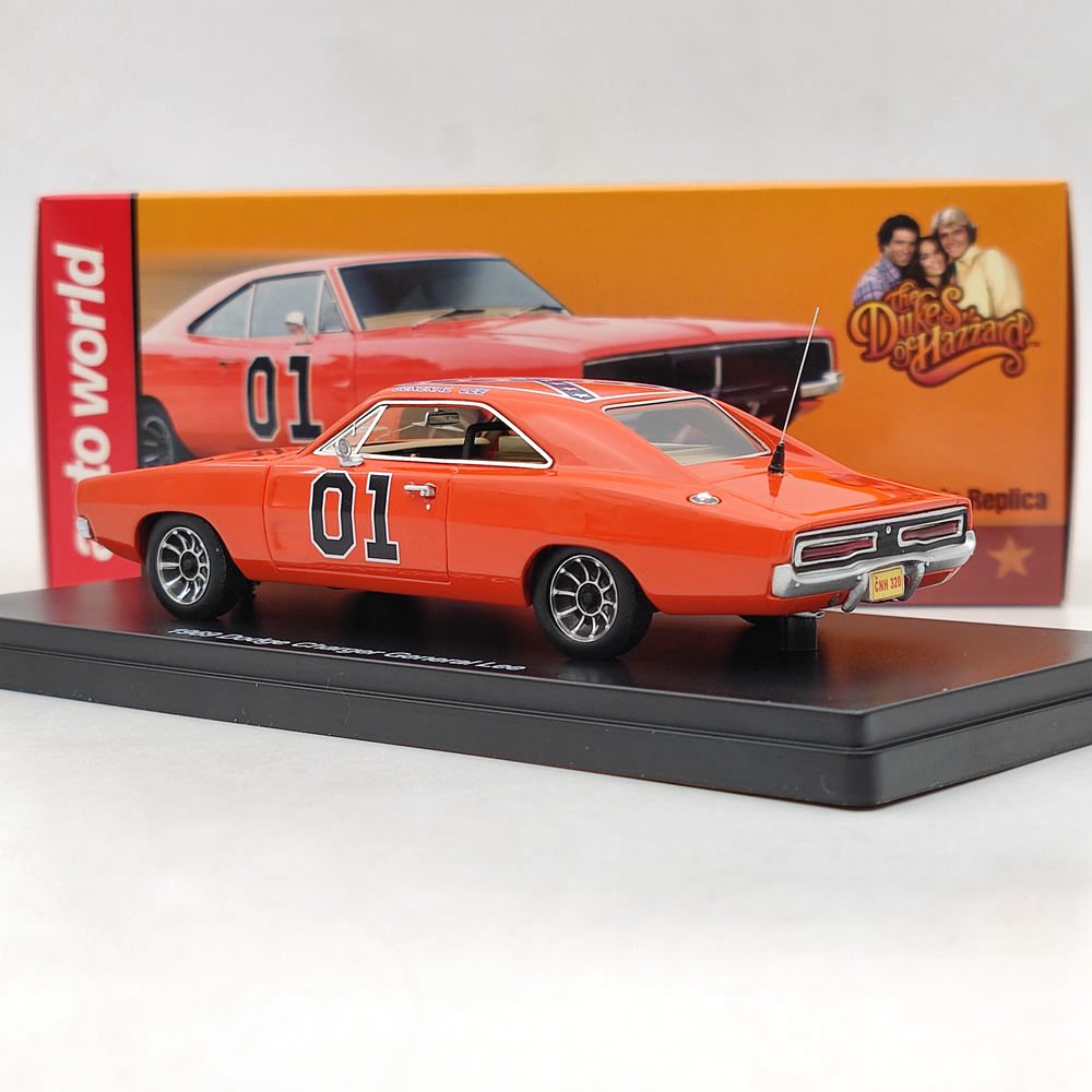 1:43 Scale Dodge Charger General Lee 1969 Red Diecast Model Car - AWRSS1151 Resin Collectible Toy for Adults & Kids | Classic Muscle Car Replica for Display, Gifts & Racing Enthusiasts (Ships from USA)