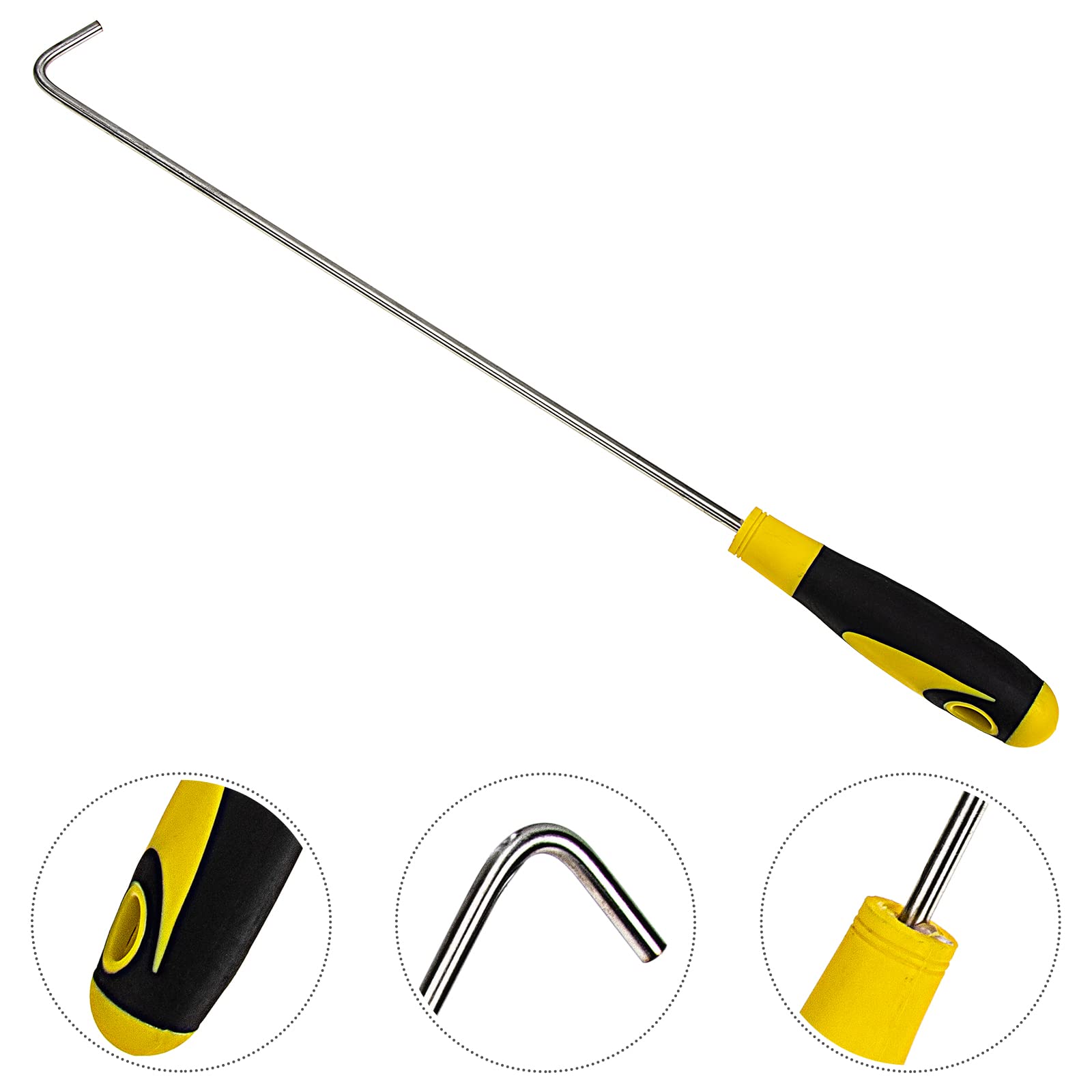 Stainless Steel Roller Shutter Hook & Manhole Pull Hook - Heavy Duty T Handle Lift Tool with Rubber Grip for Garage Doors, Sewer Access, and Industrial Use | Durable Household & Commercial Hardware
