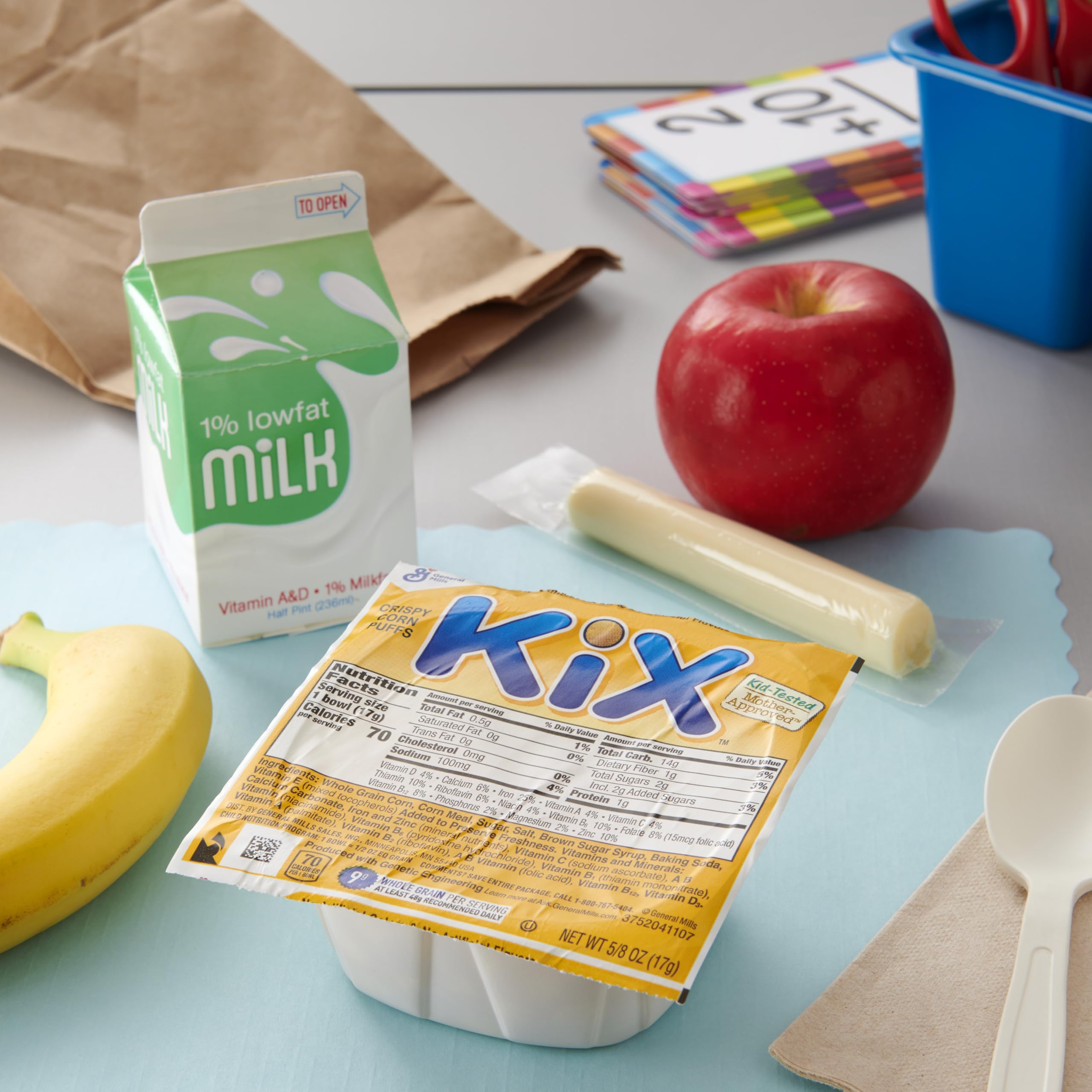 Kix Cereal Single Serve Bowl - 0.62 Oz (Pack of 96) | Quick Breakfast for Kids, On-The-Go Snacks, School Lunch Box Essential, Healthy Morning Meal Solution