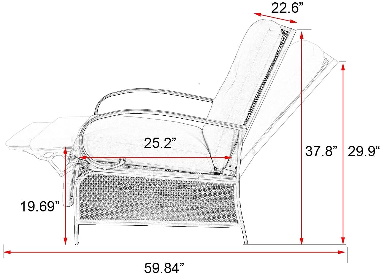 Ulax Adjustable Patio Recliner Chair Set of 2 - Outdoor Metal Reclining Lounge Chairs with Thick Cushions for Backyard, Poolside & Garden Relaxation