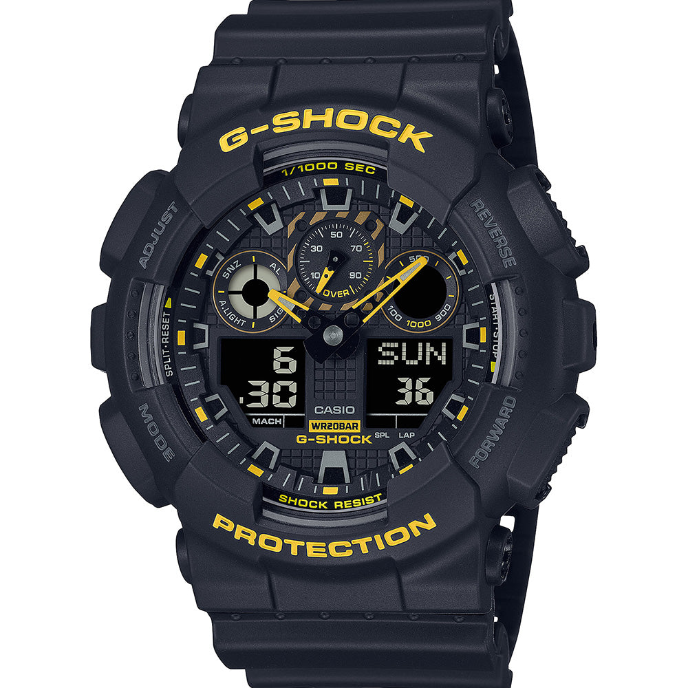 Casio G-Shock GA100CY-1A Black & Yellow Digital Sports Watch for Men - Rugged Military Style, Shock Resistant, Waterproof - Perfect for Outdoor, Work, and Adventure Activities