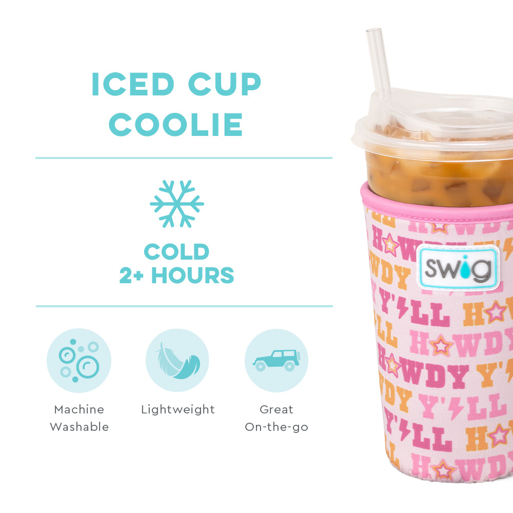Howdy Y'all Medium Iced Cup Coolie - Insulated Beverage Sleeve for Coffee, Tea & Cold Drinks - Perfect for Picnics, BBQs & Outdoor Activities