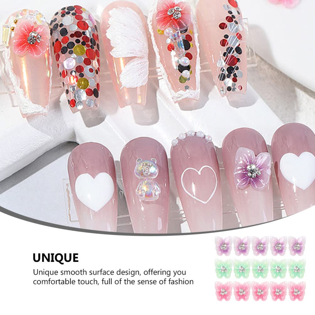 FOMIYES 15Pcs Flower & Rhinestone Butterfly Nail Charms - DIY Nail Art Decals for Women - Perfect for Manicure, Nail Salon, Wedding & Party Nail Designs