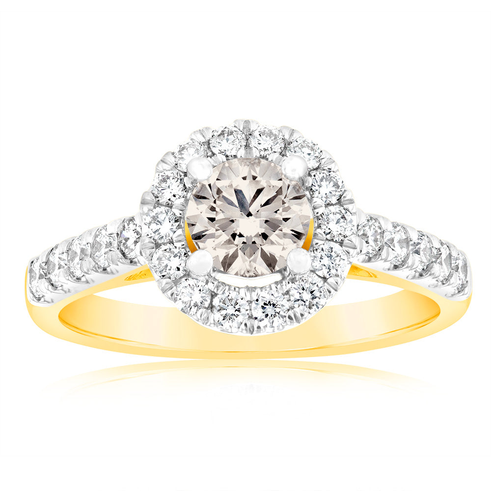 18ct Yellow Gold 1.00 Carat Diamond Engagement Ring with 0.50 Carat Australian Diamond - Perfect for Proposals, Anniversaries & Special Occasions