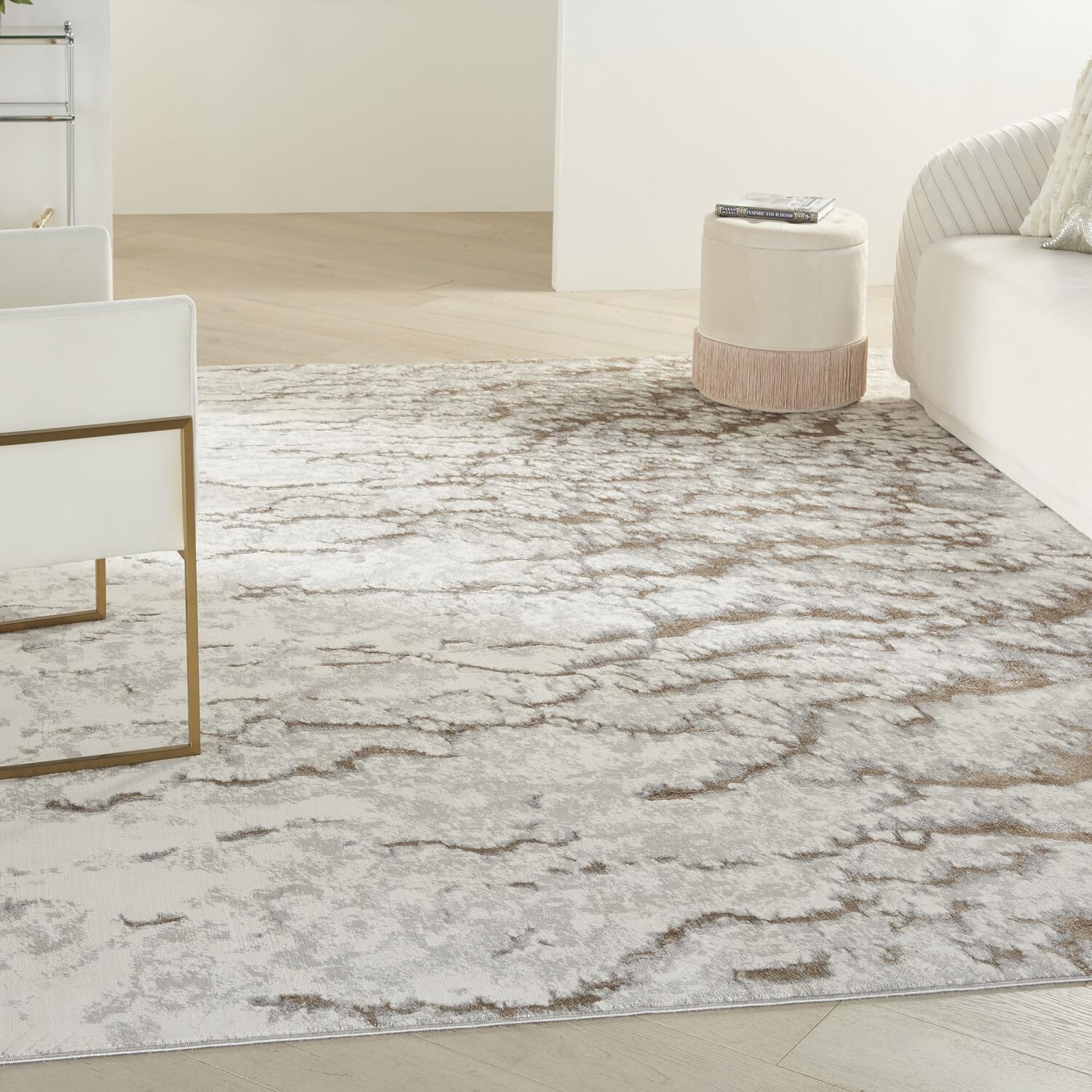 Metallic Glam Grey Mocha 8x10 Area Rug - Easy to Clean, Non-Shedding, Stain Resistant for Bedroom, Living Room, Dining Room & Kitchen | Modern Home Decor for Stylish Spaces