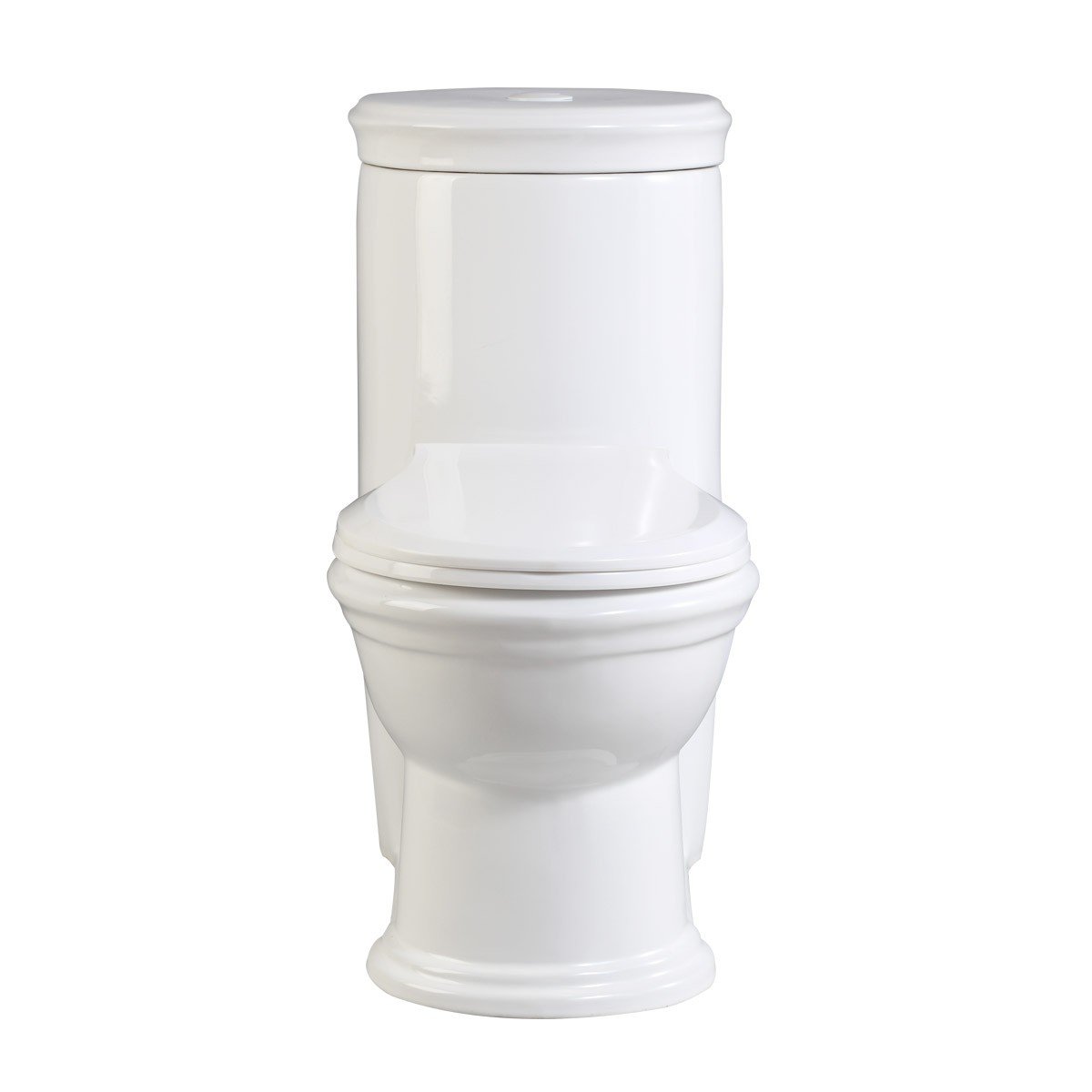 Kids Potty Training Toilet - Heavy Duty White Porcelain One-Piece Round Bathroom Toilet with Slow Close Seat & Push Button Flush (11.75