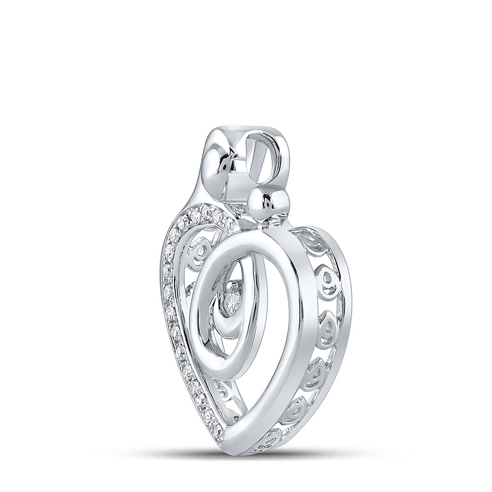 10K White Gold Women's Round Diamond Heart Pendant Necklace - 1/8 Cttw - Perfect Gift for Mom, Valentine's Day & Anniversary Jewelry