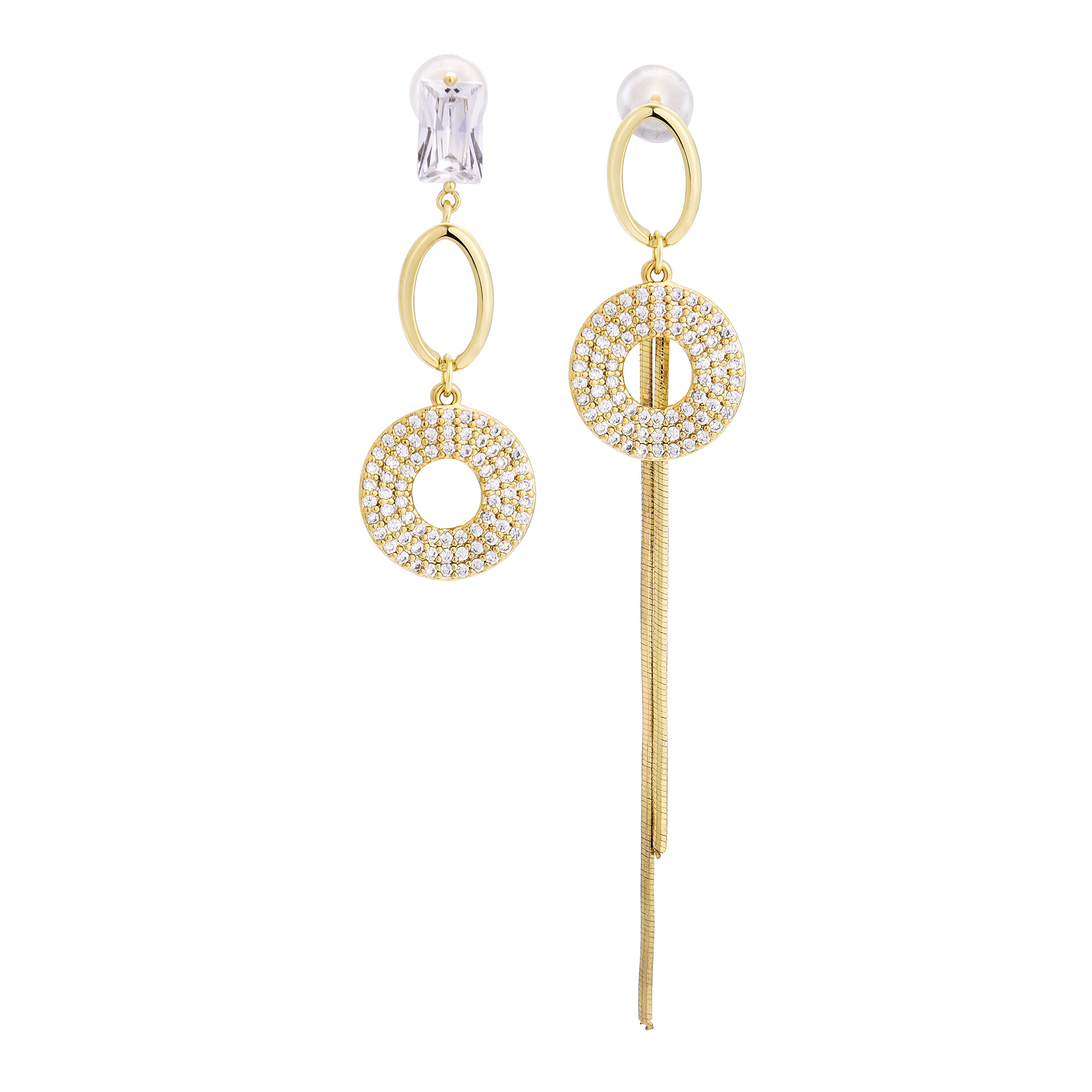 Asymmetric Drop Dangle Mismatched Earrings - Cubic Zirconia Crystal Long Tassel Geometric Statement Earrings for Women | Wedding, Party, Evening Out, Date Night, Special Occasion Jewelry
