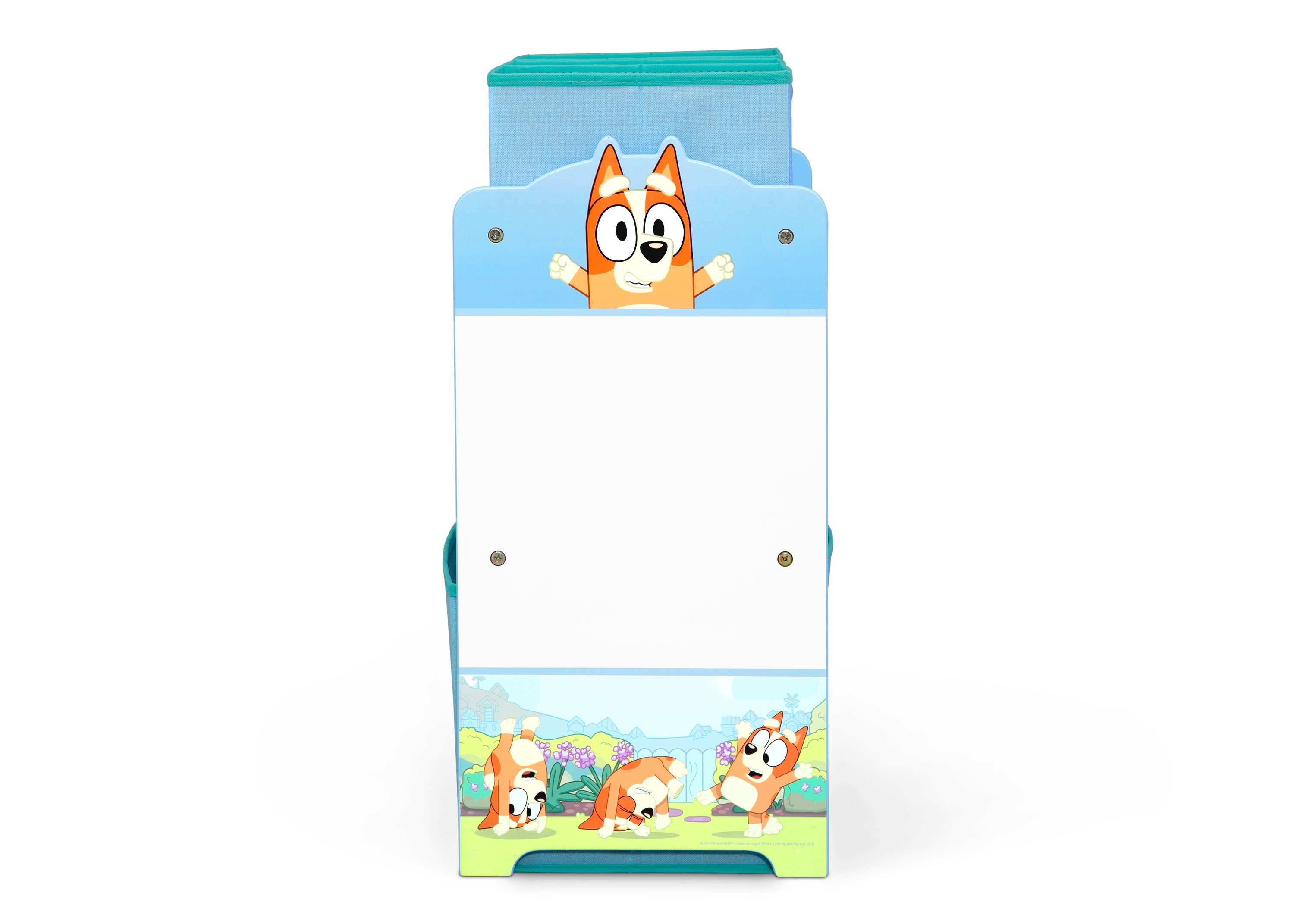 Bluey Themed 6-Bin Toy Storage Organizer for Kids - Durable Plastic Toy Box with Handles for Playroom, Bedroom, and Classroom Organization