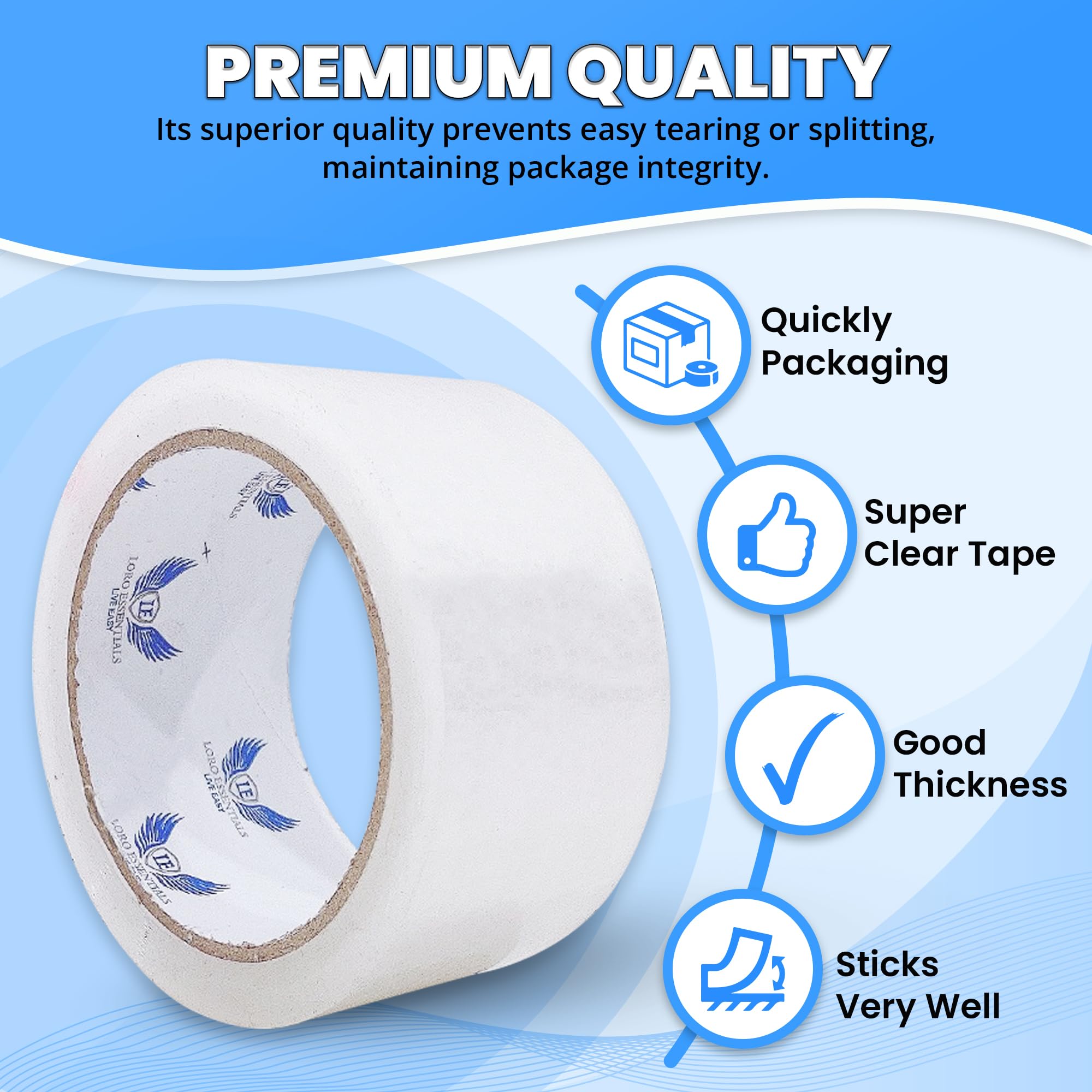 Heavy Duty Clear Packing Tape - 12 Rolls (720 Yards Total) for Moving Boxes, Shipping & Packaging | 2.0 Mil Thick Strong Adhesive Tape with 3