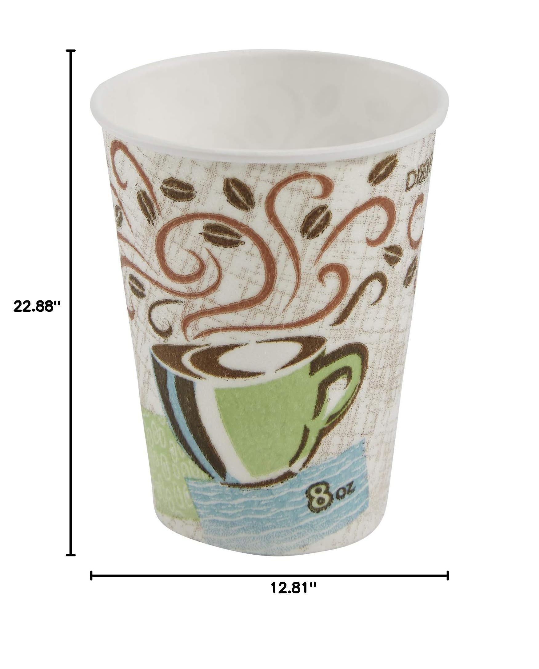 GP PRO Dixie PerfecTouch 8 oz Disposable Paper Coffee Cups - Coffee Haze Design, 1000 Count (50 Cups/Sleeve, 20 Sleeves/Case) - Perfect for Office, Cafes & Home Use