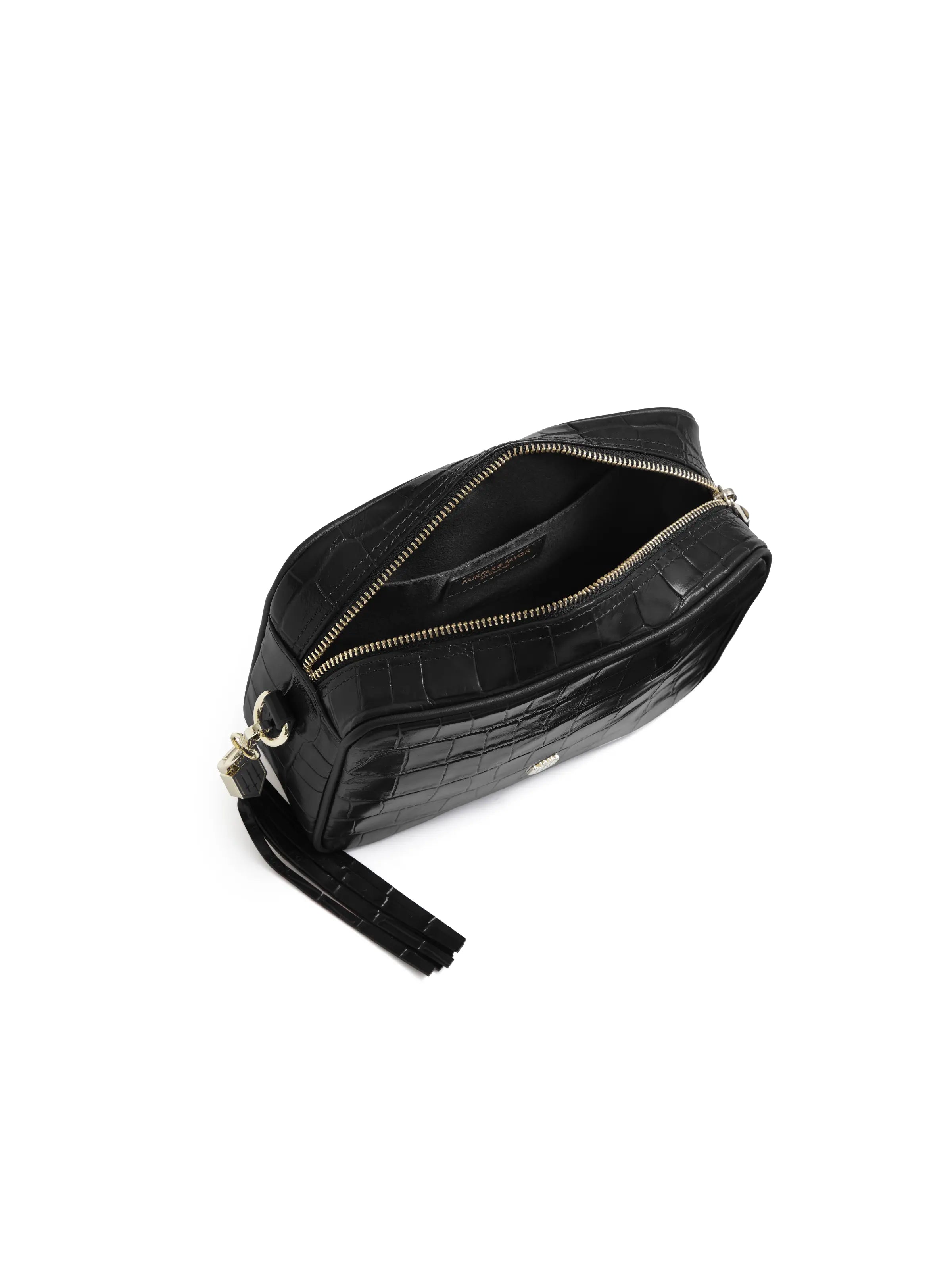 Finsbury Black Crocodile Leather Handbag - Stylish Women's Purse for Work, Travel & Evening Events | Luxury Designer Shoulder Bag