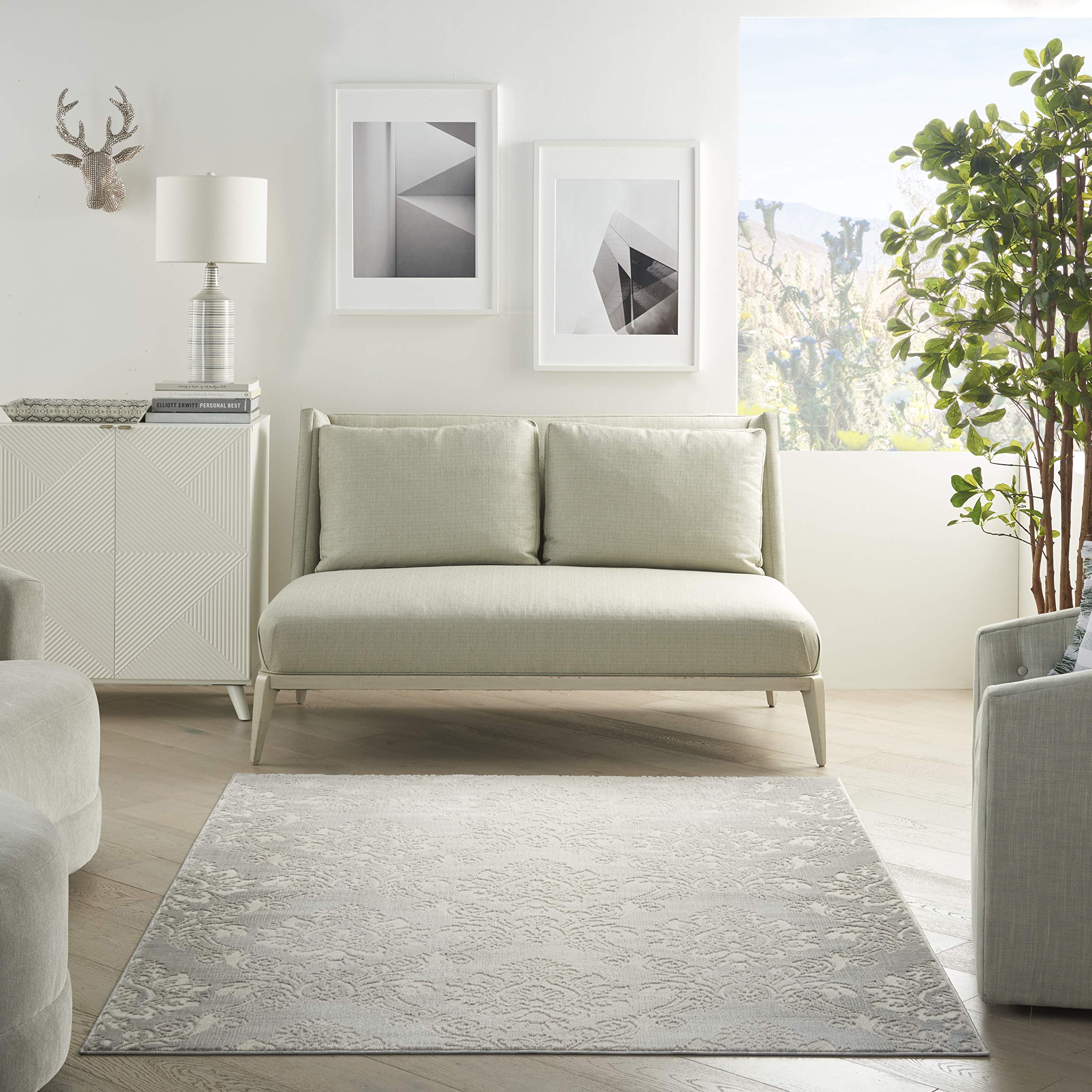 Nourison Elation Modern Ivory Grey 5'3