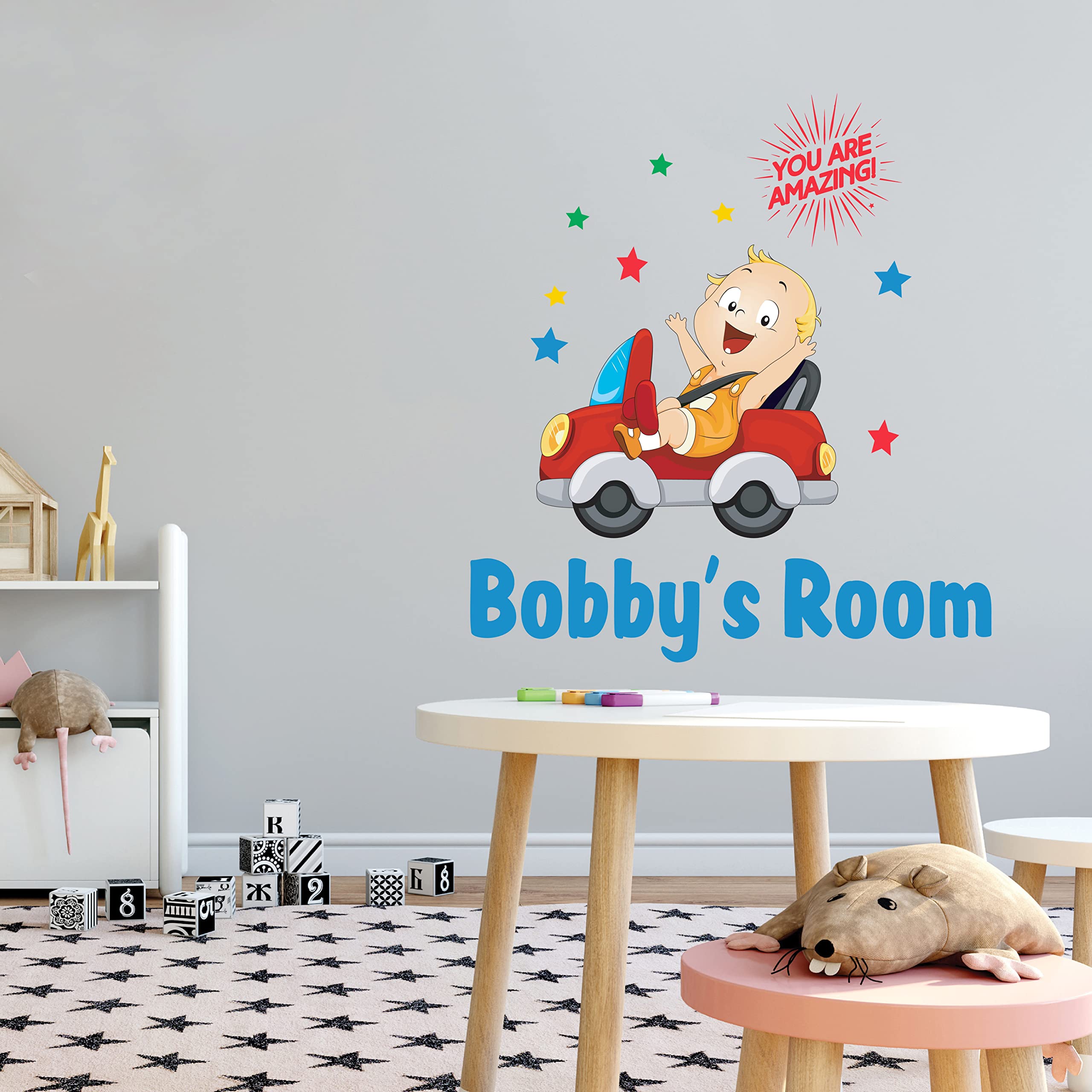 Custom Name Wall Decal for Nursery - Personalized Baby Room Decor - Vinyl Wall Sticker for Boys & Girls - 27