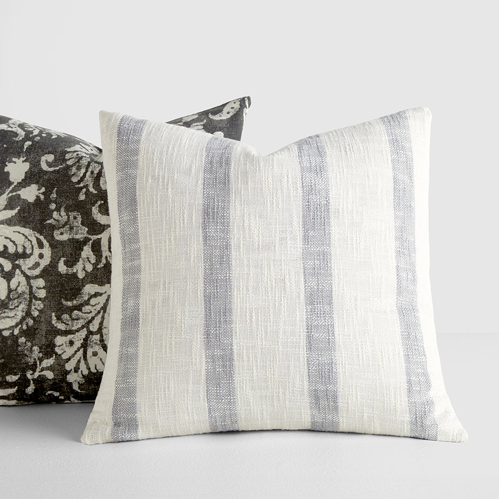 2 Pack Yarn Dyed Awning Stripe & Distressed Floral Decorative Throw Pillows - Soft Couch Cushions for Living Room, Bedroom, and Outdoor Decor