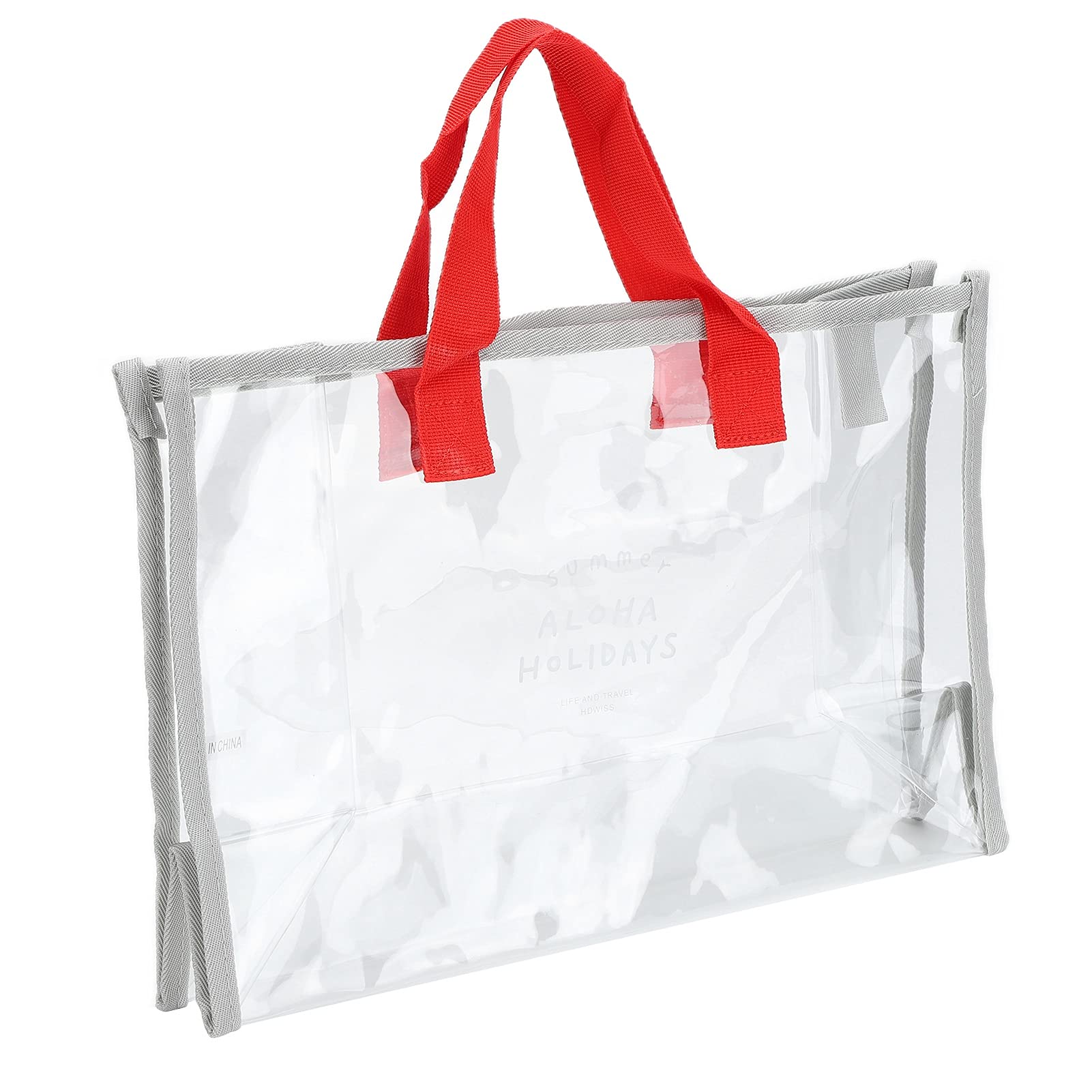 Clear PVC Portable Cosmetic & Toiletries Tote Bag - Waterproof Beach Travel Organizer for Swimming, Shopping, and Daily Essentials Storage | Perfect for Gym, Vacation & Makeup Storage