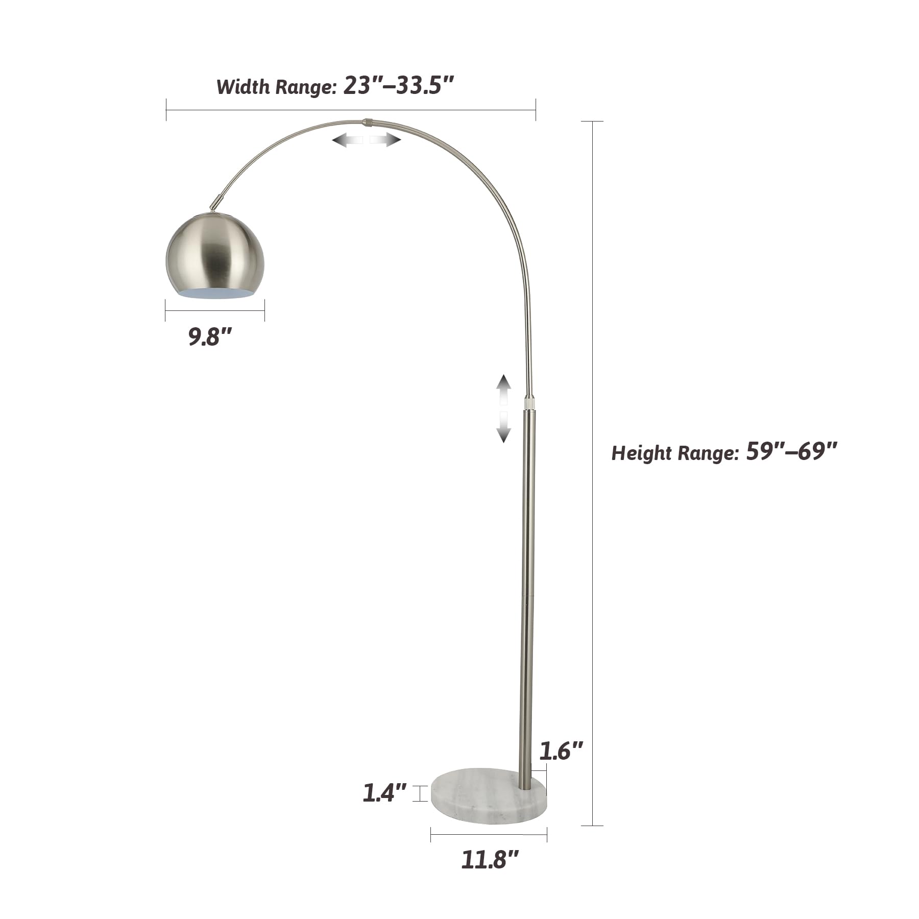 Vonluce Modern Arc Floor Lamp with LED Bulb - 69
