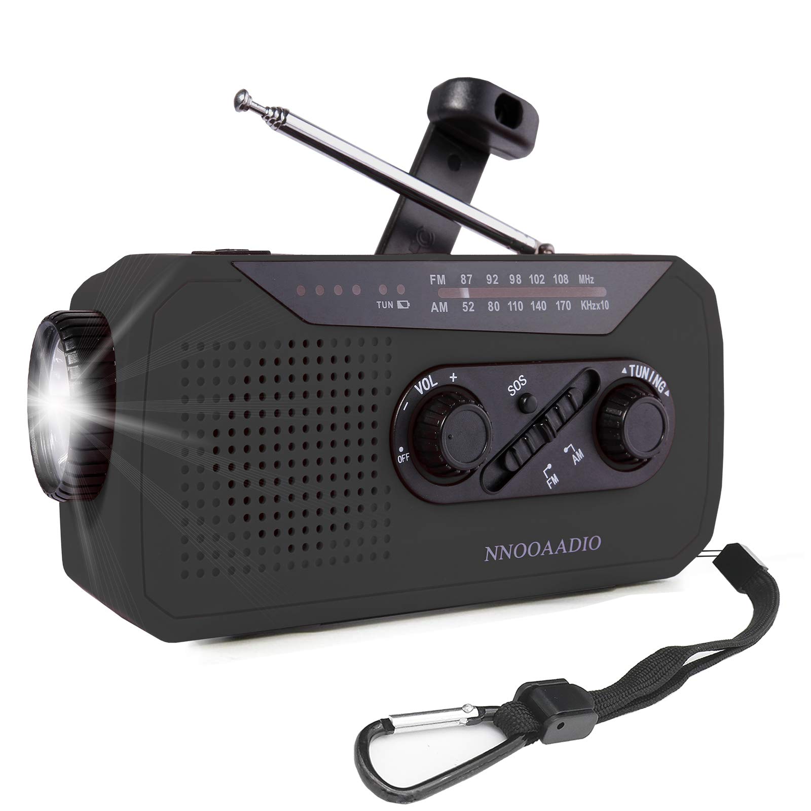 Emergency Solar Crank AM/FM Weather Radio with Flashlight - 2000mAh Power Bank, SOS Alarm & Headphone Jack - Portable Survival Radio for Camping, Hiking, Storms & Power Outages