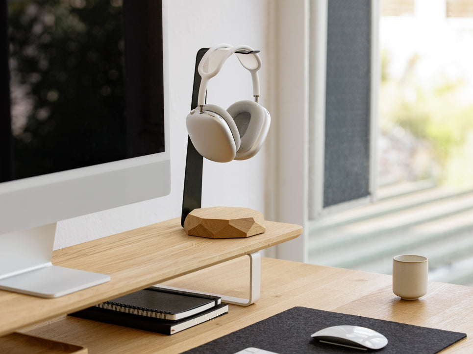 2-in-1 Headphone Stand with USB Charging Port - Space Saving Desk Organizer for Gaming Headphones & Wireless Earbuds - Perfect for Home Office, Gaming Setup, and Workstation Accessories