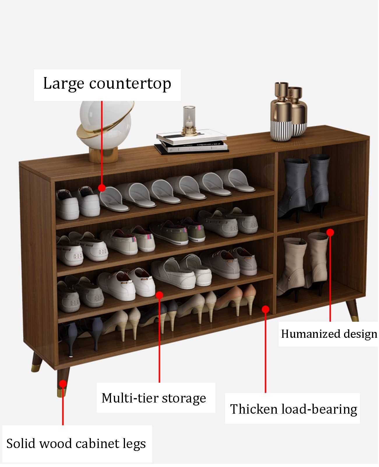 Solid Wood Shoe Rack - Multi-Tier Shoe Storage Shelf for Entryway, Hallway & Living Room - Easy Assembly (120x29x94.2cm) - Perfect for Organizing Shoes, Boots & Home Decor