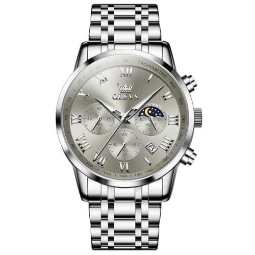 Silver Band Grey Face-5529G