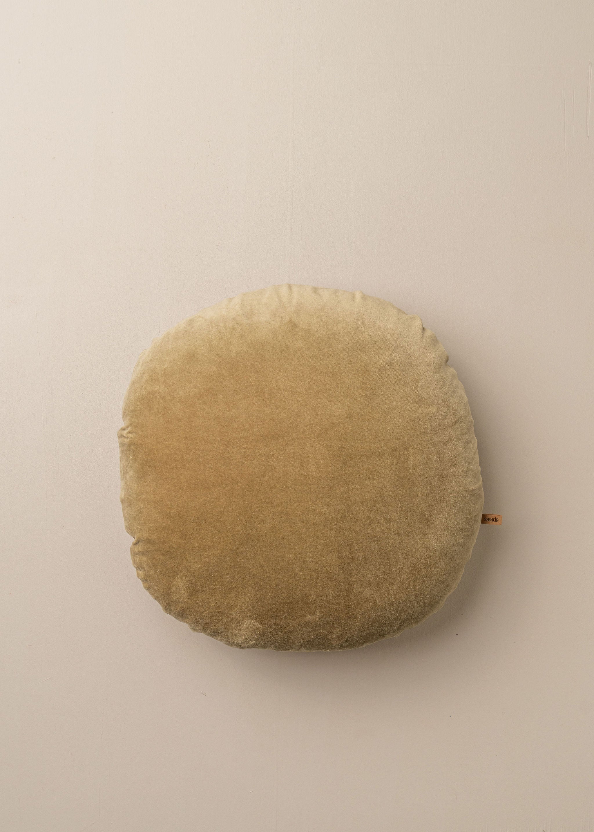 Linen and Velvet Round Throw Pillow Cover | Olive Green Home Decor for Sofa, Bed, Chair - Boho Chic Living Room & Bedroom Accent