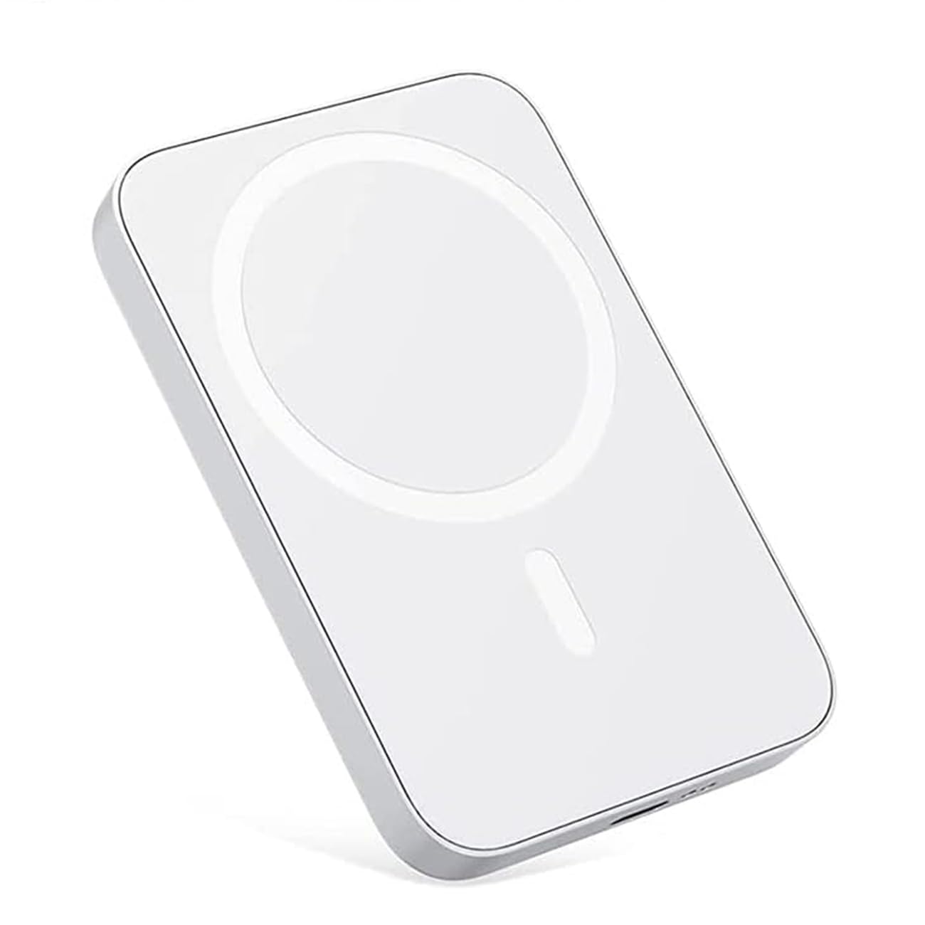 CHONGMANG 5000mAh Magnetic Portable Charger - 5W Wireless & 18W USB-C Fast Charging Power Bank with 2 Cables for iPhone 14/13/12 (Silver) | Perfect for Travel, Office & On-the-Go Charging