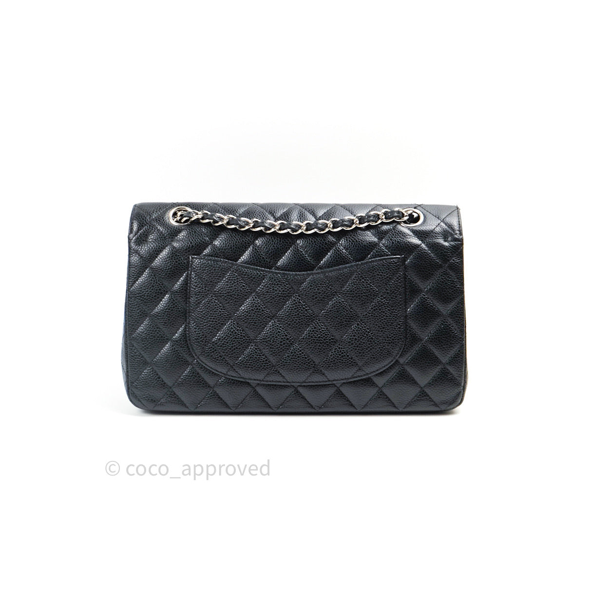 Chanel Classic Double Flap M/L Black Caviar Leather Bag with Silver Hardware - Luxury Handbag for Women, Perfect for Work, Evening & Special Occasions