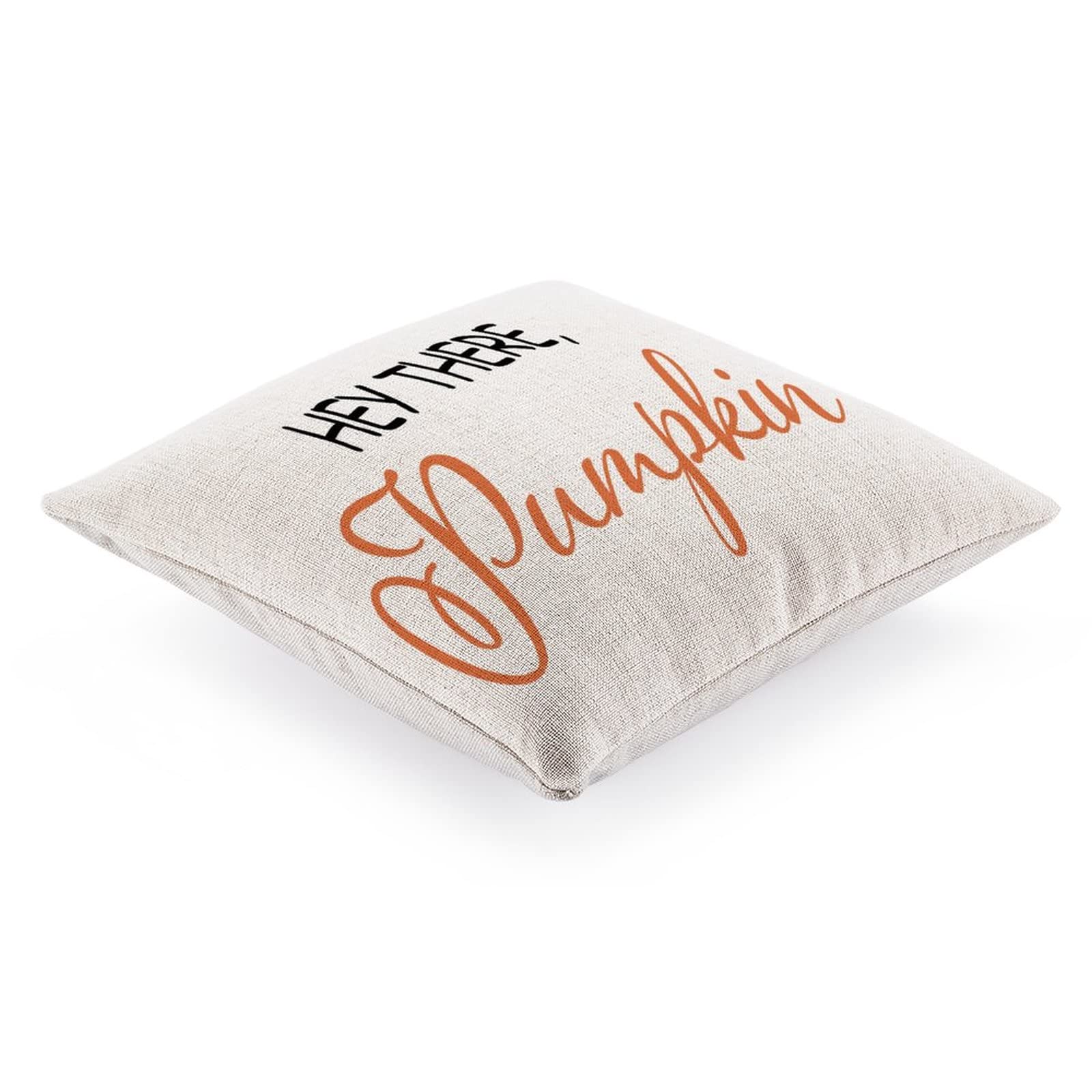 Premium 18x18 Inch Linen Pumpkin Pillow Covers - Decorative Square Throw Pillow Cases for Sofa, Couch & Bed - Fall Home Decor for Living Room, Bedroom & Dorm