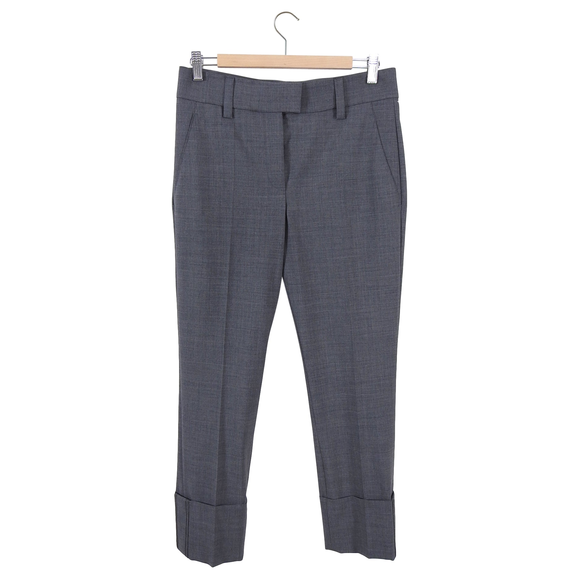 Brunello Cucinelli Grey Slim Fit Dress Pants with Monili Bead Cuff Detail - Premium Men's Formal Trousers for Office, Business & Special Occasions