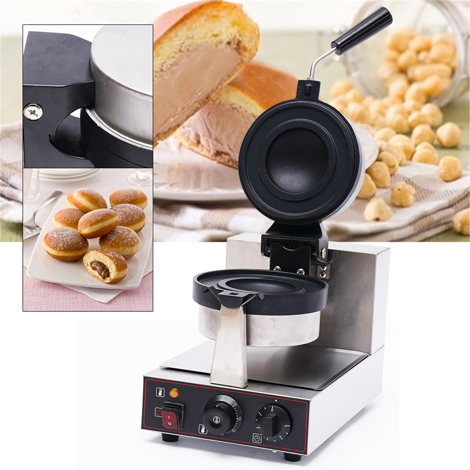 Commercial Electric Burger & Waffle Maker Machine - 1000W 8KG Stainless Steel Hamburger Press for Bakeries, Restaurants, Food Trucks - Perfect for Making Burgers, Waffles, Sandwiches in Commercial Kitchens & Catering Events
