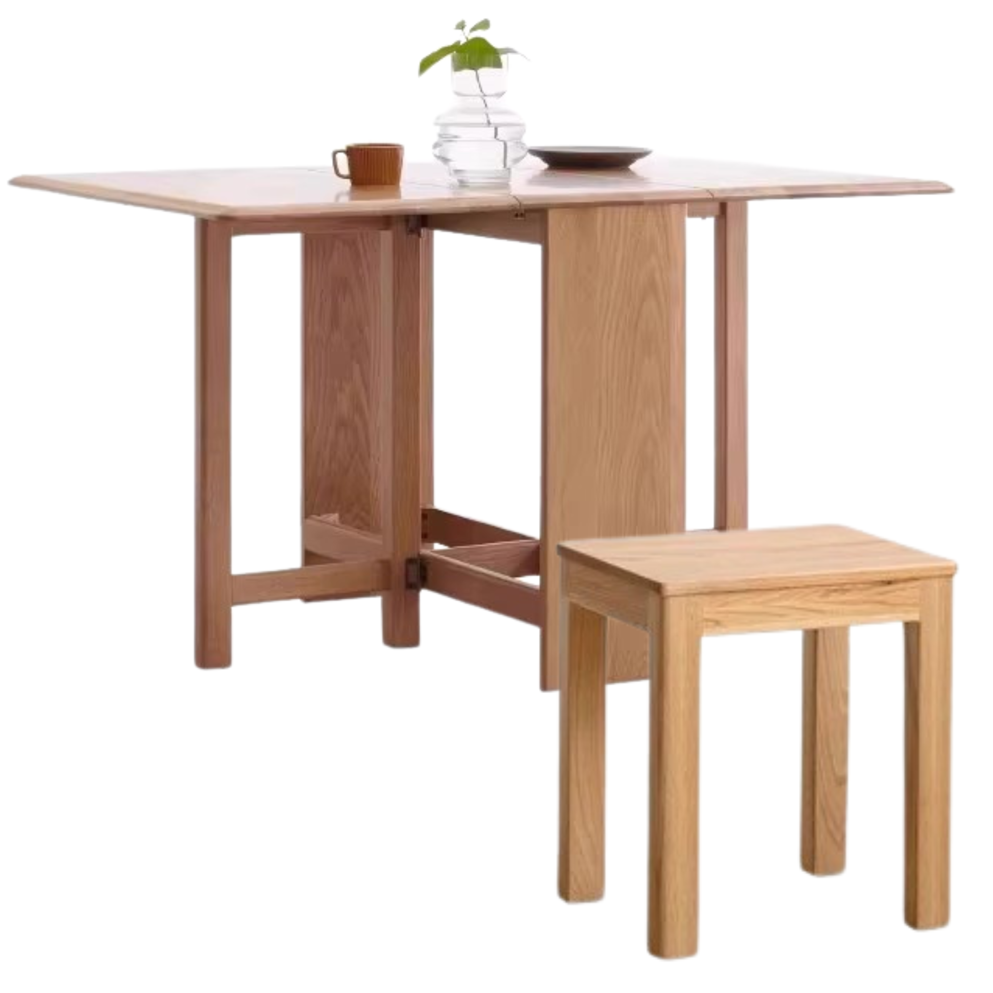 Solid Oak Folding Dining Table - Extendable Wooden Table for Small Spaces | Perfect for Apartments, Patios & Outdoor Entertaining
