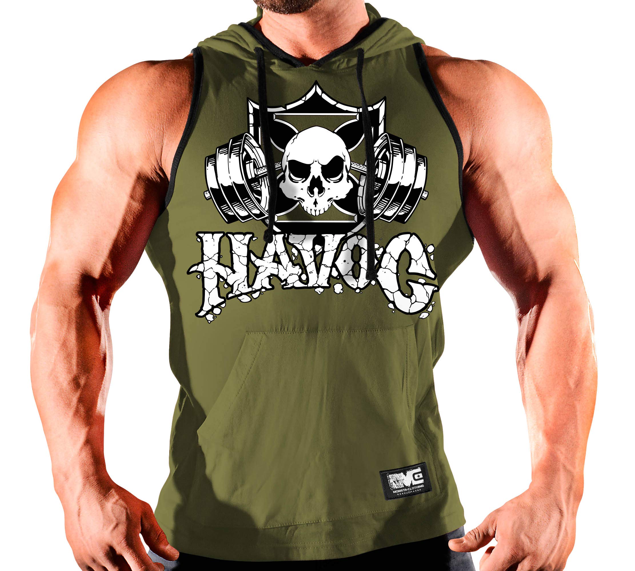Men's Workout Hooded Tank Top - Havoc Rough Barbell Gym Shirt for Weightlifting & Training | Fitness Apparel for CrossFit, Bodybuilding & Streetwear
