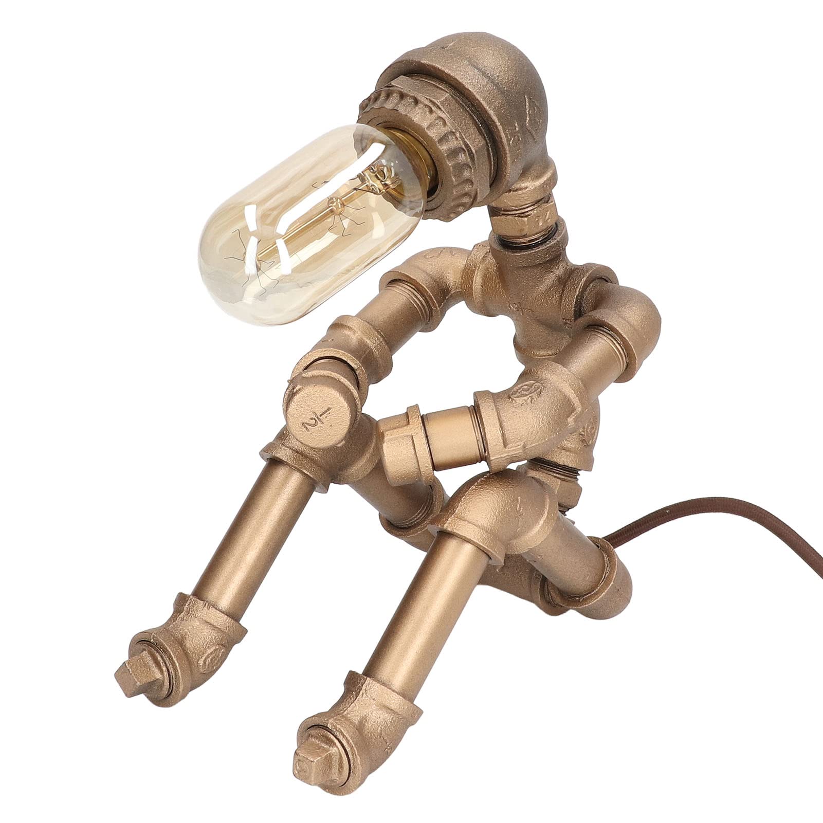 Vintage Industrial E27 Bulb Pipe Robot Desk Lamp - Retro Style Table Lamp for Home, Bedroom, Office, Cafe & Restaurant Decor (Brown) | Perfect for Reading Nooks, Workspaces & Cozy Ambiance Lighting