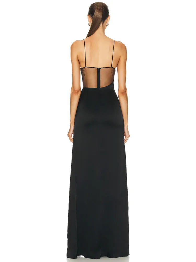Sexy V-Neck Starfish Black Split Maxi Bandage Dress for Women | Elegant Evening Club Party Dress | Summer Fashion, Beach Wedding, Cocktail Night Out