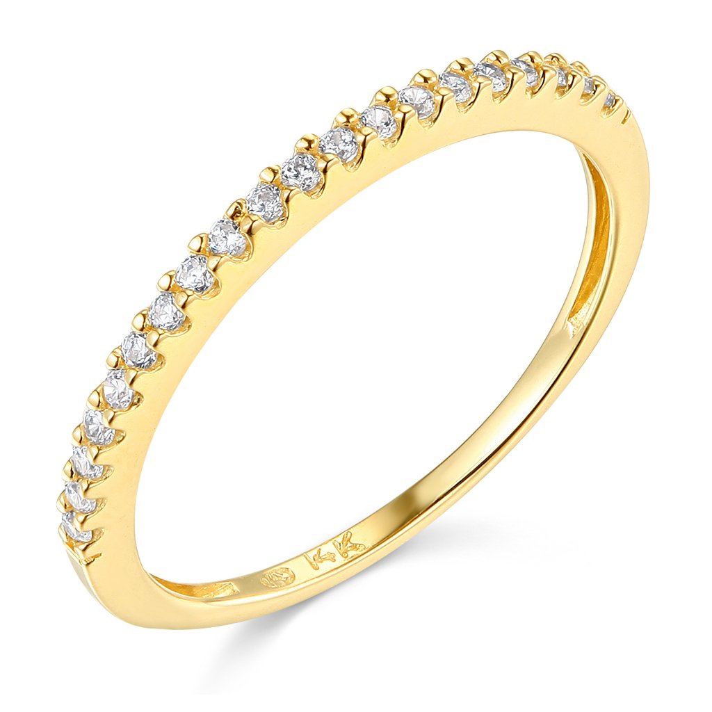 14K Yellow Gold Solid Wedding Engagement Ring and Wedding Band 2-Piece Set - Size 8 - Perfect for Proposals, Anniversaries & Bridal Jewelry Gifts