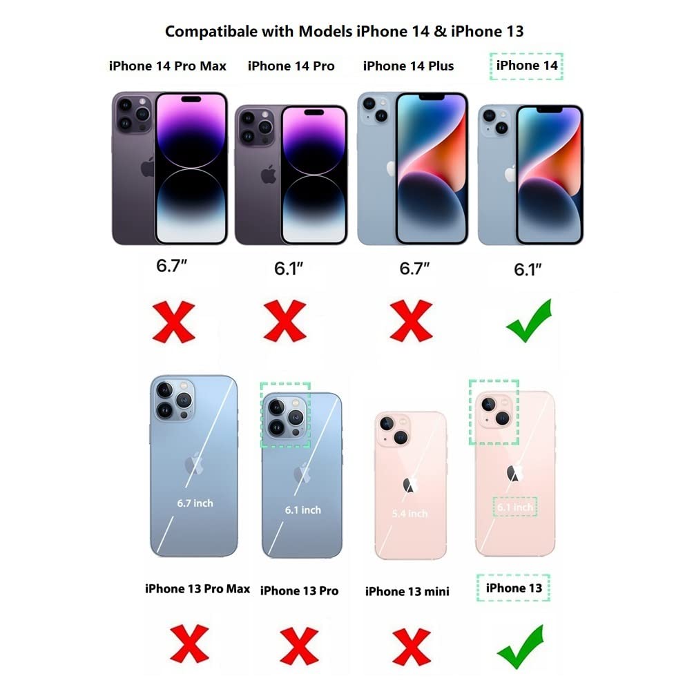 Premium PU Leather Wallet Case for iPhone 13/14/15 (6.1