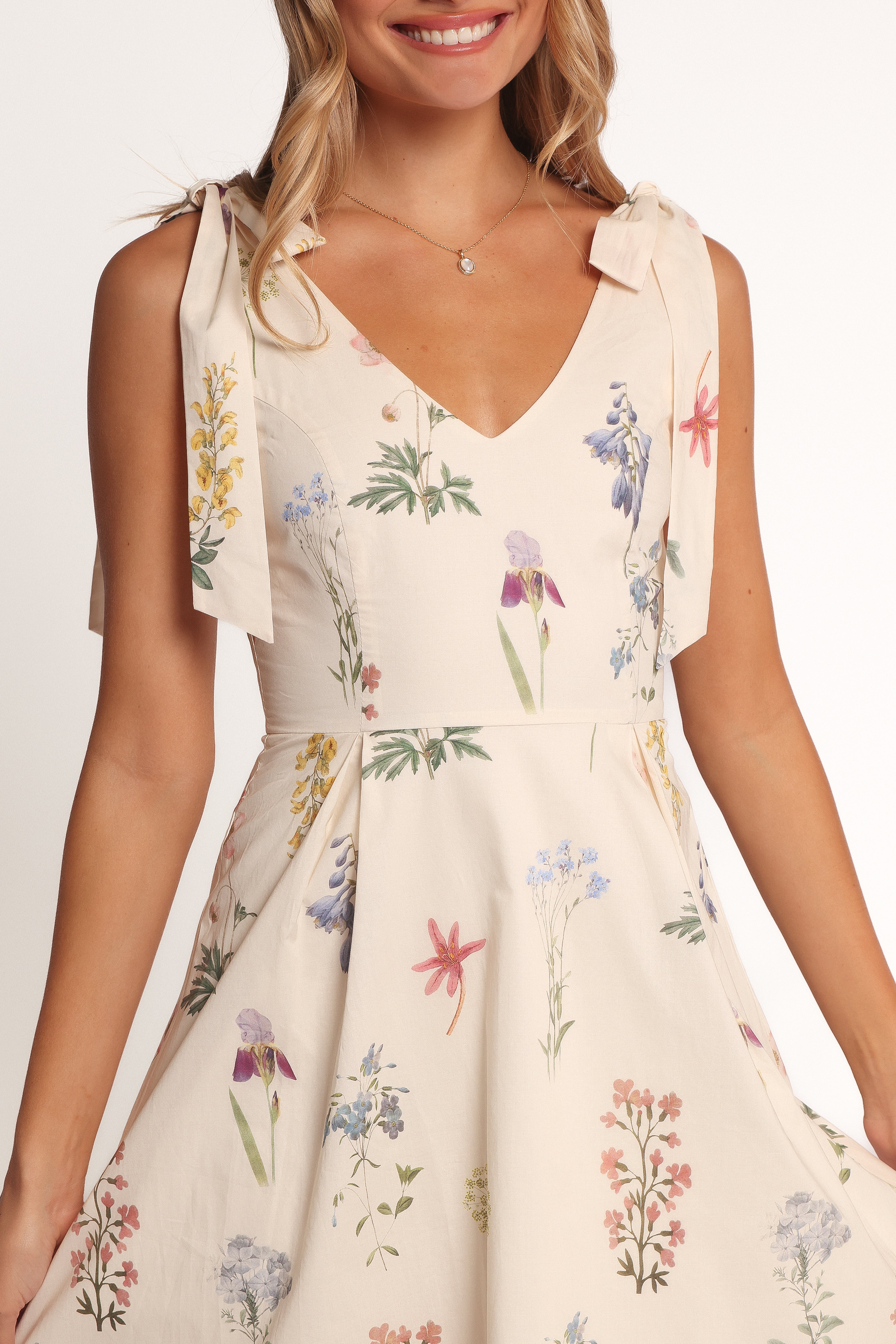 Galadriel Midi Dress for Women - Elegant Cream Flowy Summer Dress for Casual Wear, Beach Vacation & Date Night Outfits
