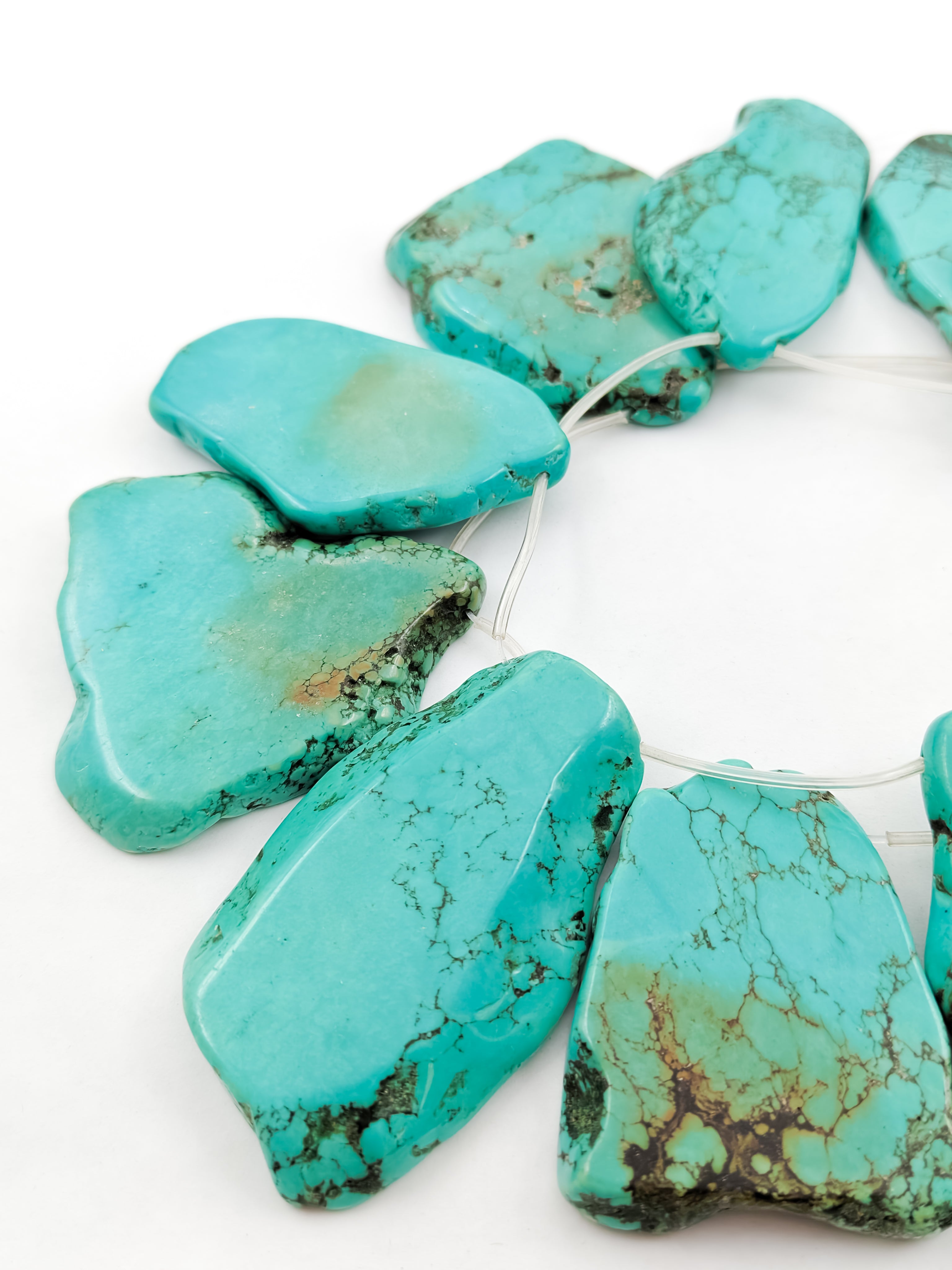 Blue Green Turquoise Irregular Slab Beads - 40x60mm Size, 15.5 Strand - Perfect for Jewelry Making, DIY Crafts & Boho Accessories