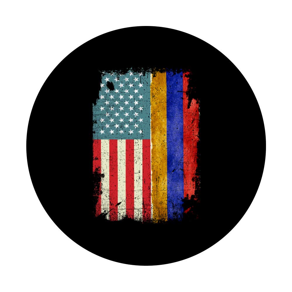 Distressed American Armenian Flag Patriotic PopSockets PopGrip - Swappable Phone Grip for iPhone, Samsung & Tablets | Perfect for Travel, College & Patriotic Events