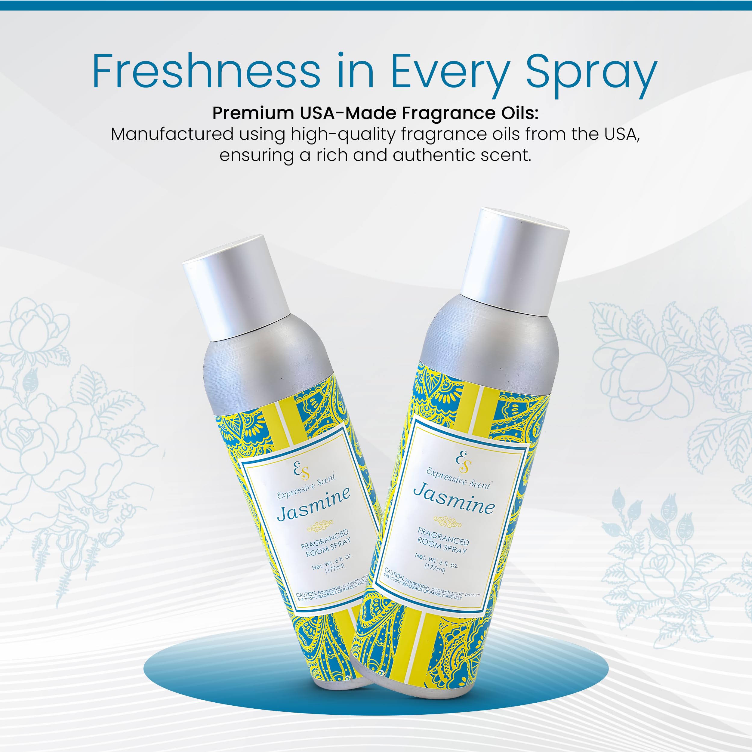 Long Lasting Jasmine Room Spray Air Freshener - 6 FL Oz Home Fragrance for Bedroom, Bathroom, Kitchen, Office & Car | Eliminate Odors & Create Relaxing Atmosphere