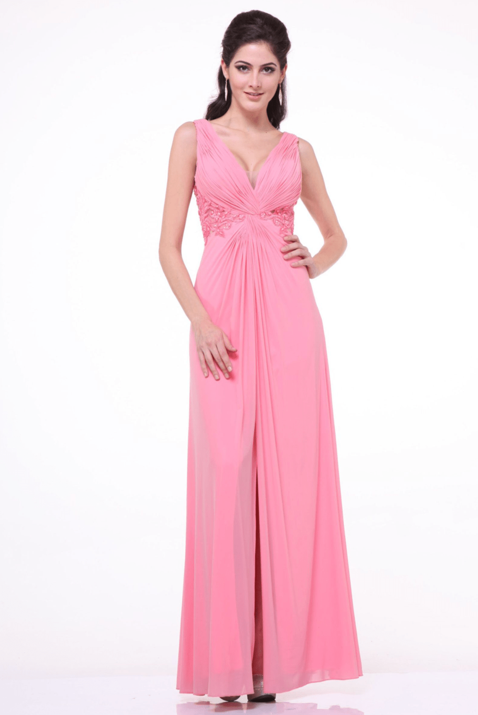 Elegant Coral Pink Party Dress by Cinderella Divine - Perfect for Weddings, Prom & Special Occasions
