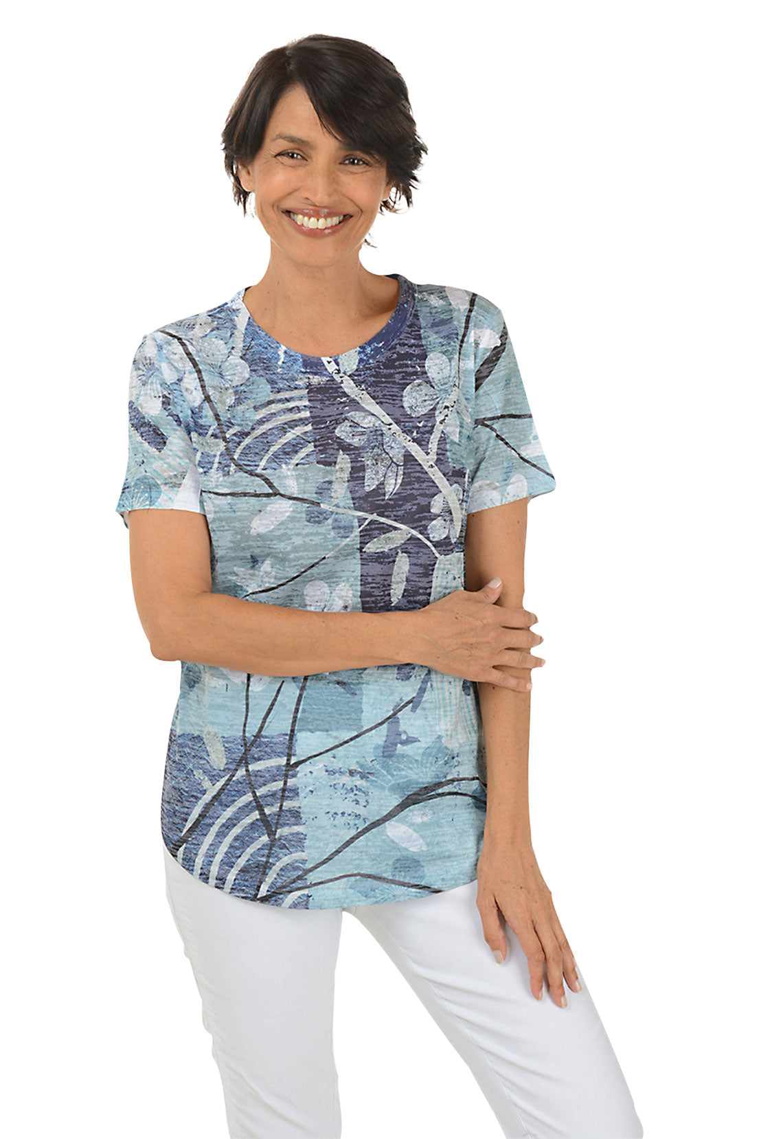 Hana Short Sleeve Burnout Tee - Women's Vintage Distressed Cotton T-Shirt for Casual Wear & Summer Outfits