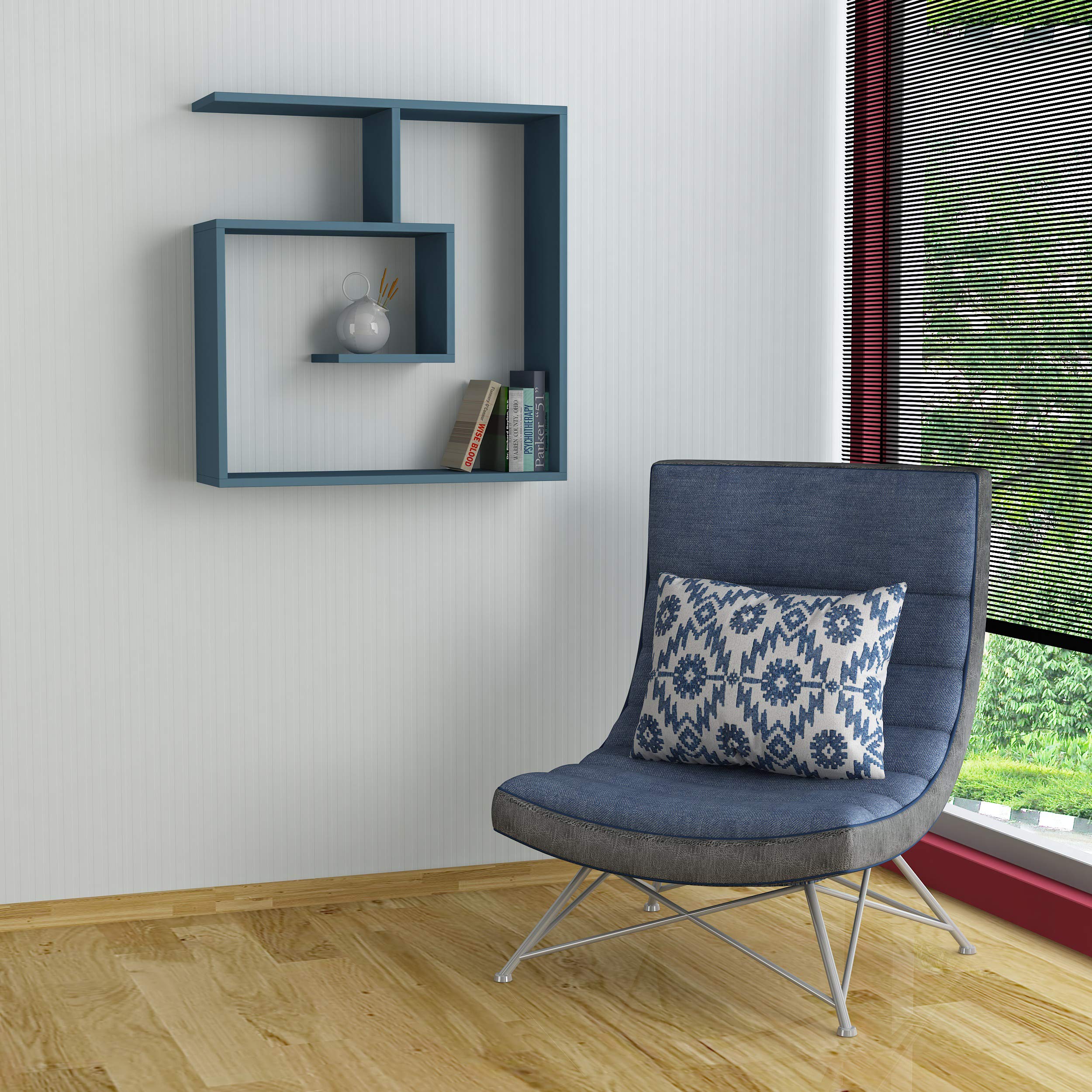 Modern Petrol Blue Wall Shelf 31.1